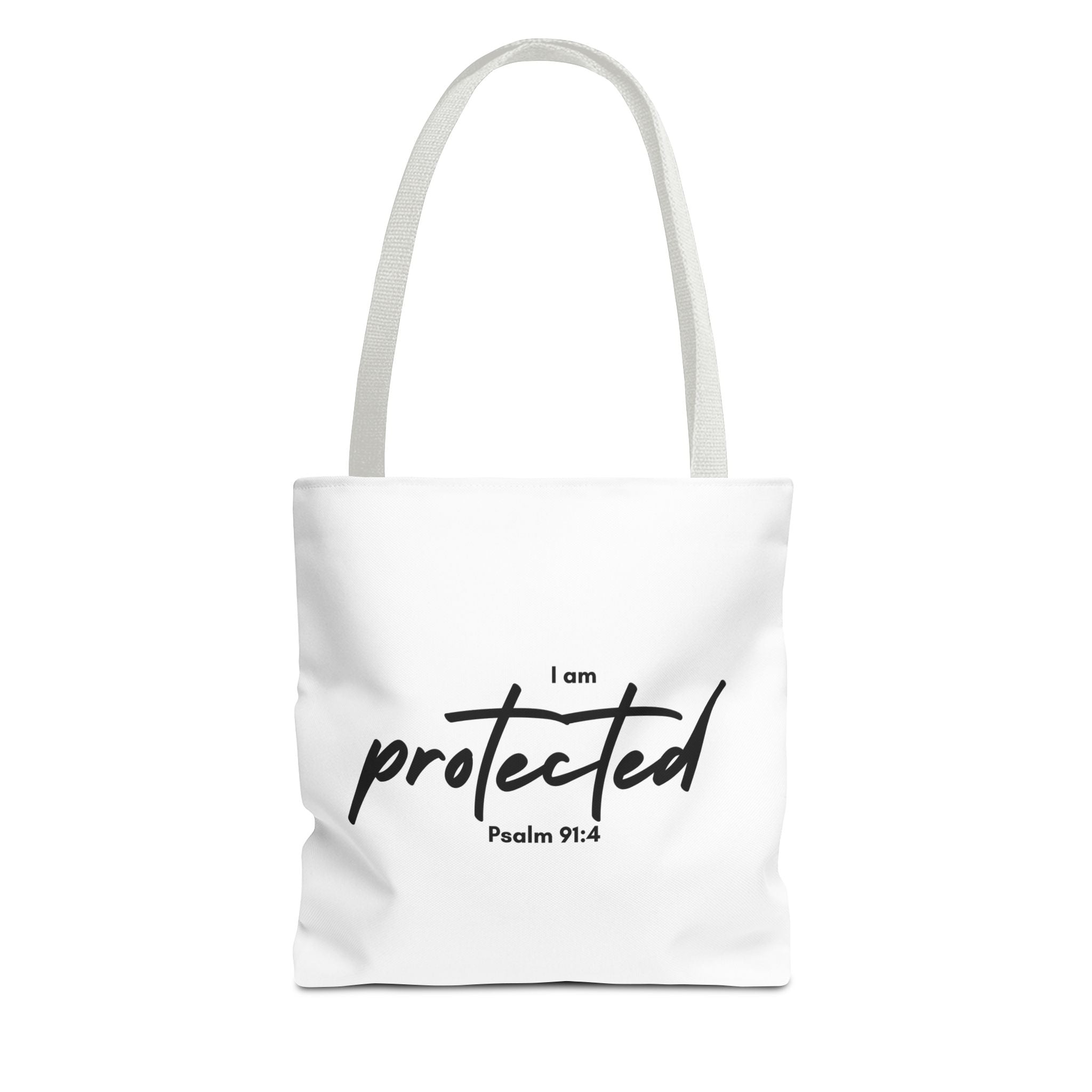 I Am Protected Tote Bag — Psalm 91:4 Christian Scripture Canvas Tote | Faith-Based Carryall