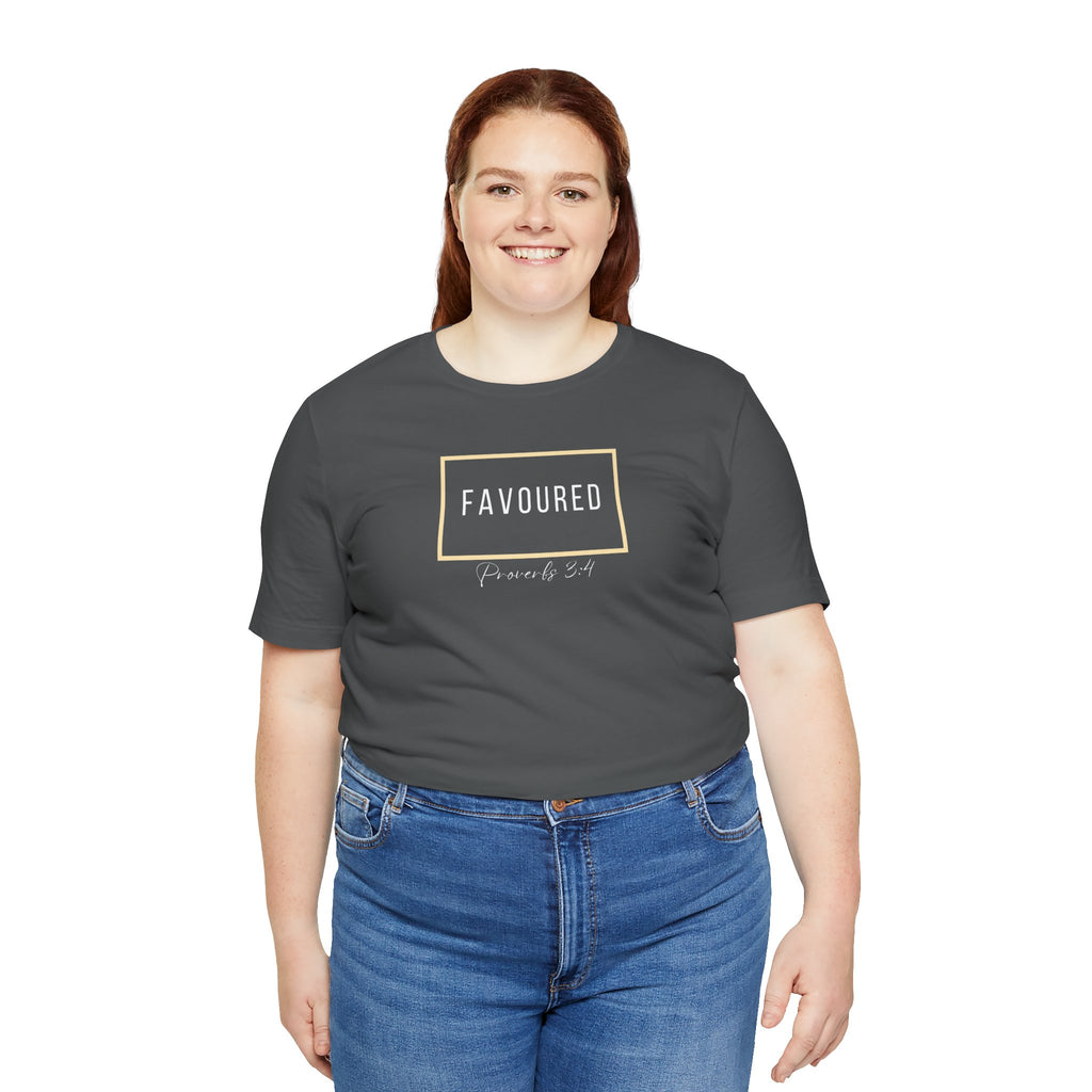 Favoured Christian T-Shirt – Proverbs 3:4 Scripture Tee | Faith-Based Unisex Shirt