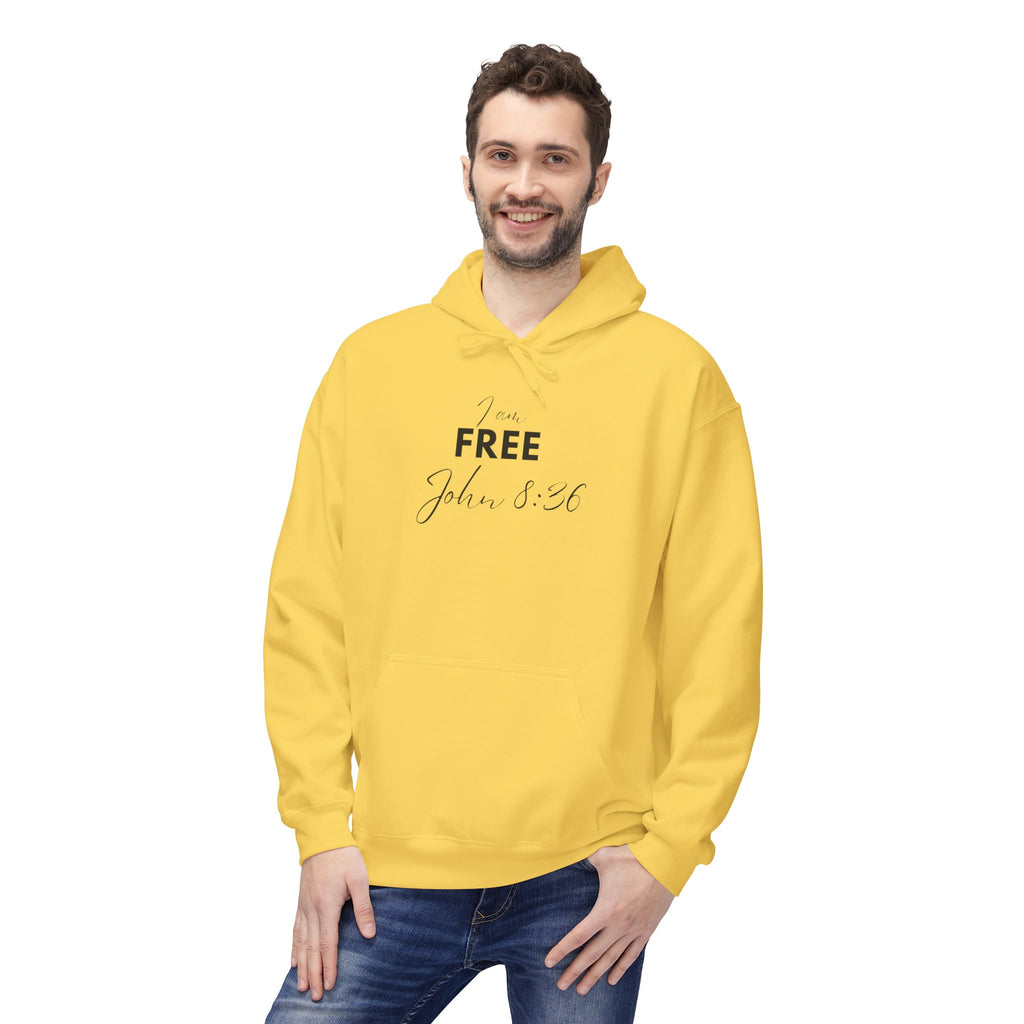 I Am Free Hoodie – John 8:36 Christian Scripture Hoodie | Faith-Based Inspirational Pullover
