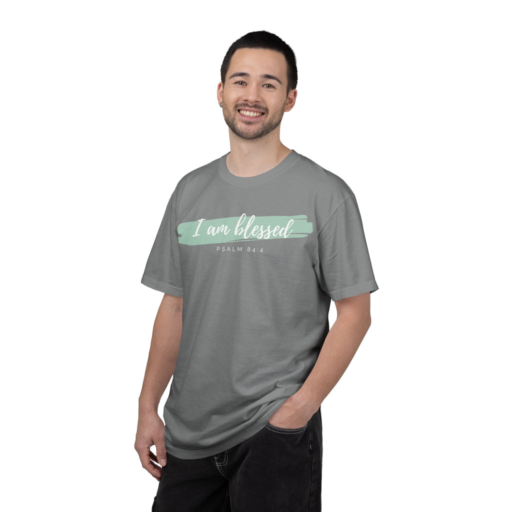 I Am Blessed Christian T-Shirt — Psalm 84:4 Scripture Tee | Garment-Dyed Faith Shirt