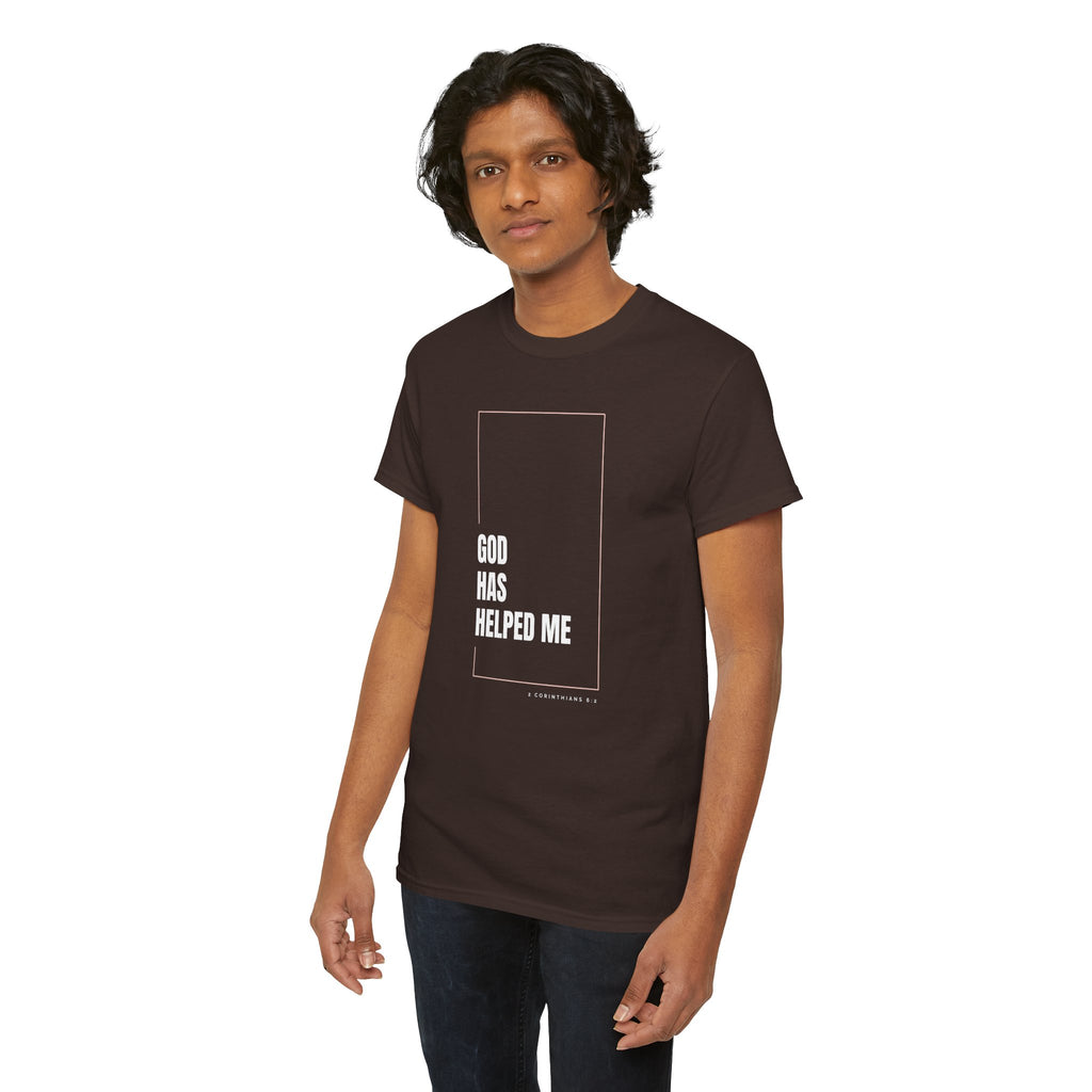 God Has Helped Me Christian T-Shirt – 2 Corinthians 6:2 Faith Tee | Unisex Heavy Cotton Shirt