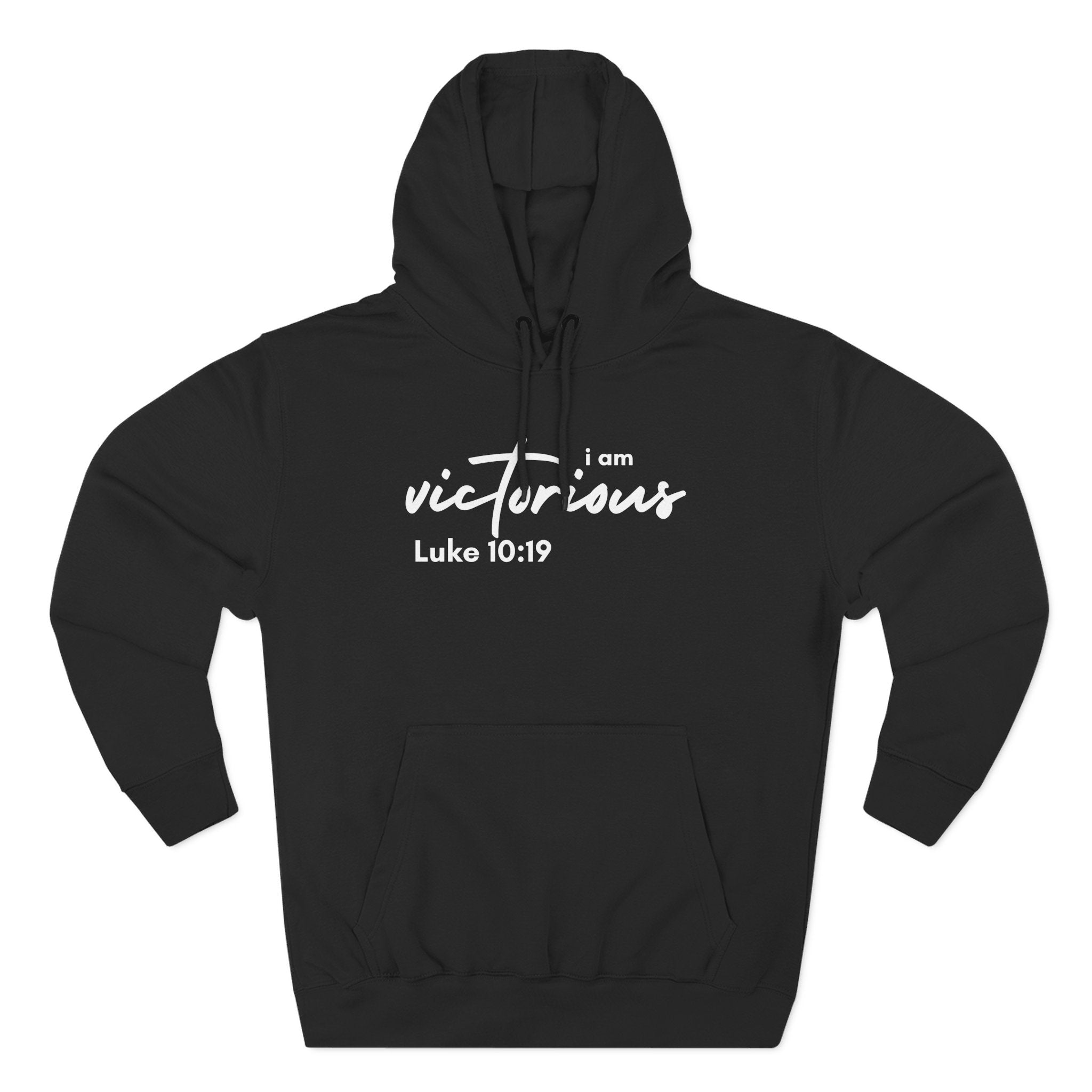 I Am Victorious Hoodie — Luke 10:19 Christian Scripture Fleece Pullover