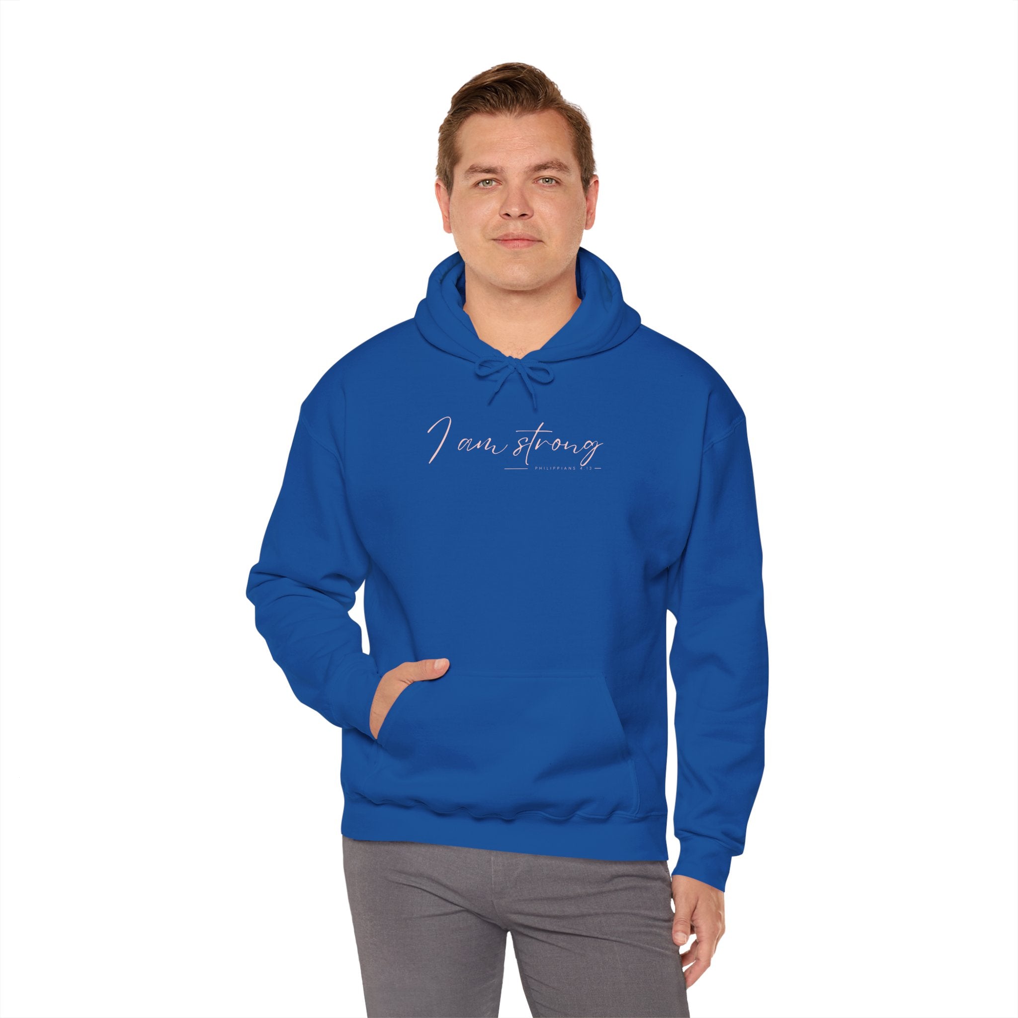 I Am Strong Hoodie – Philippians 4:13 Christian Unisex Faith Sweatshirt
