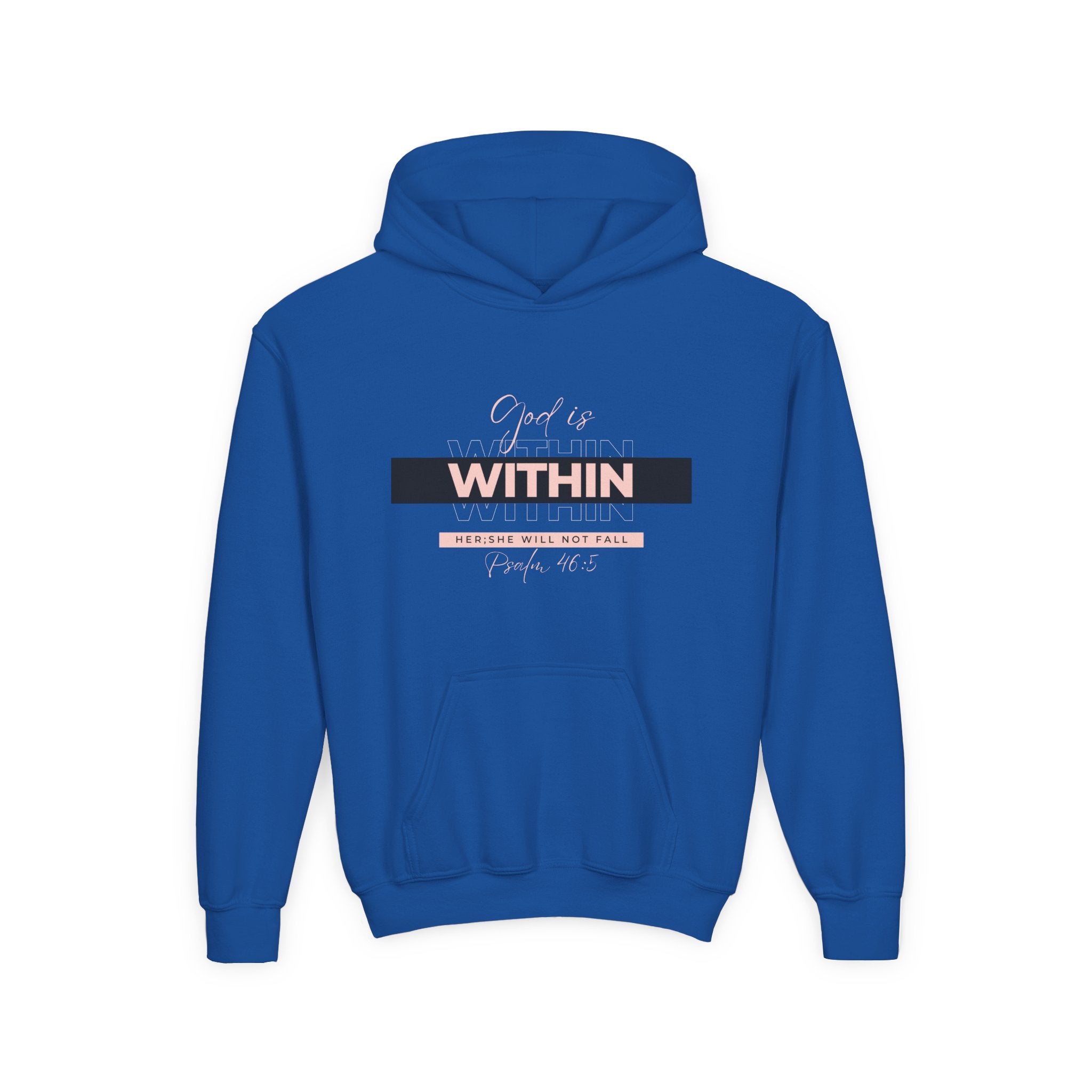 God Is Within Her Youth Hoodie — Psalm 46:5 Christian Hoodie for Girls | Inspirational Faith-Based Kids Pullover