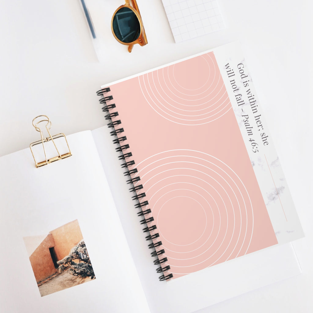 God Is Within Her Spiral Notebook — Psalm 46:5 Christian Journal for Women | Faith Prayer & Bible Study Notebook