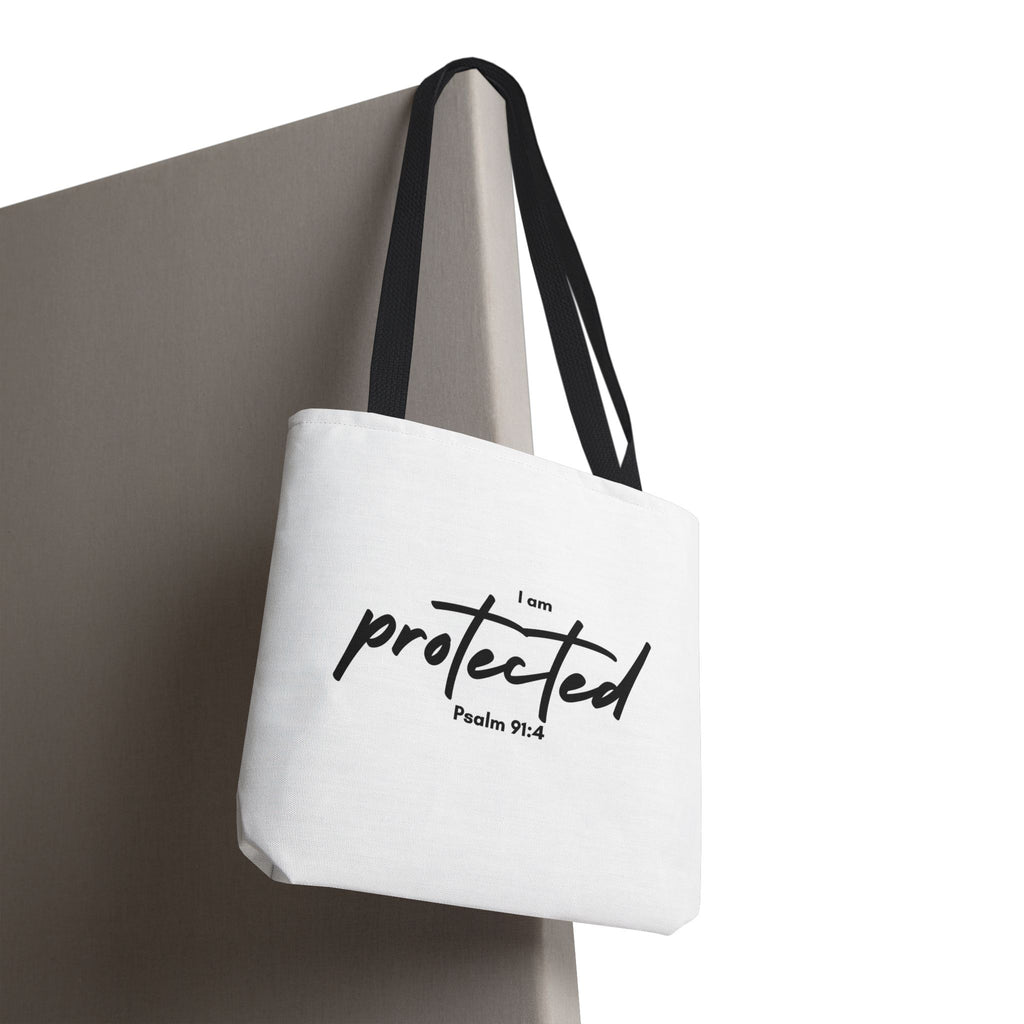 I Am Protected Tote Bag — Psalm 91:4 Christian Scripture Canvas Tote | Faith-Based Carryall