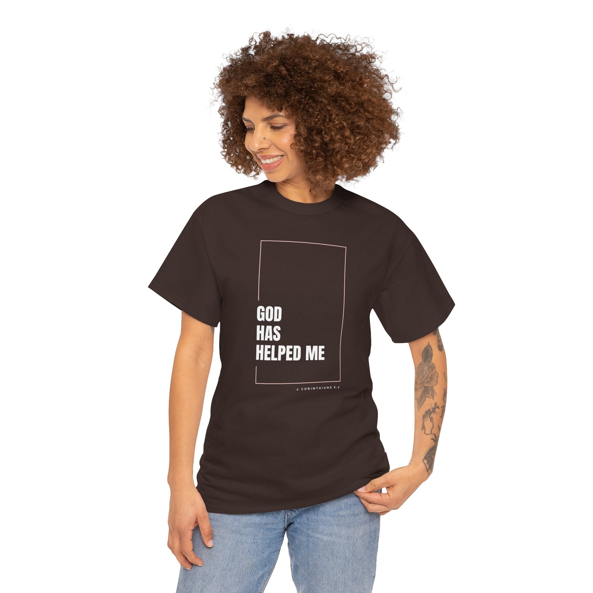 God Has Helped Me Christian T-Shirt – 2 Corinthians 6:2 Faith Tee | Unisex Heavy Cotton Shirt