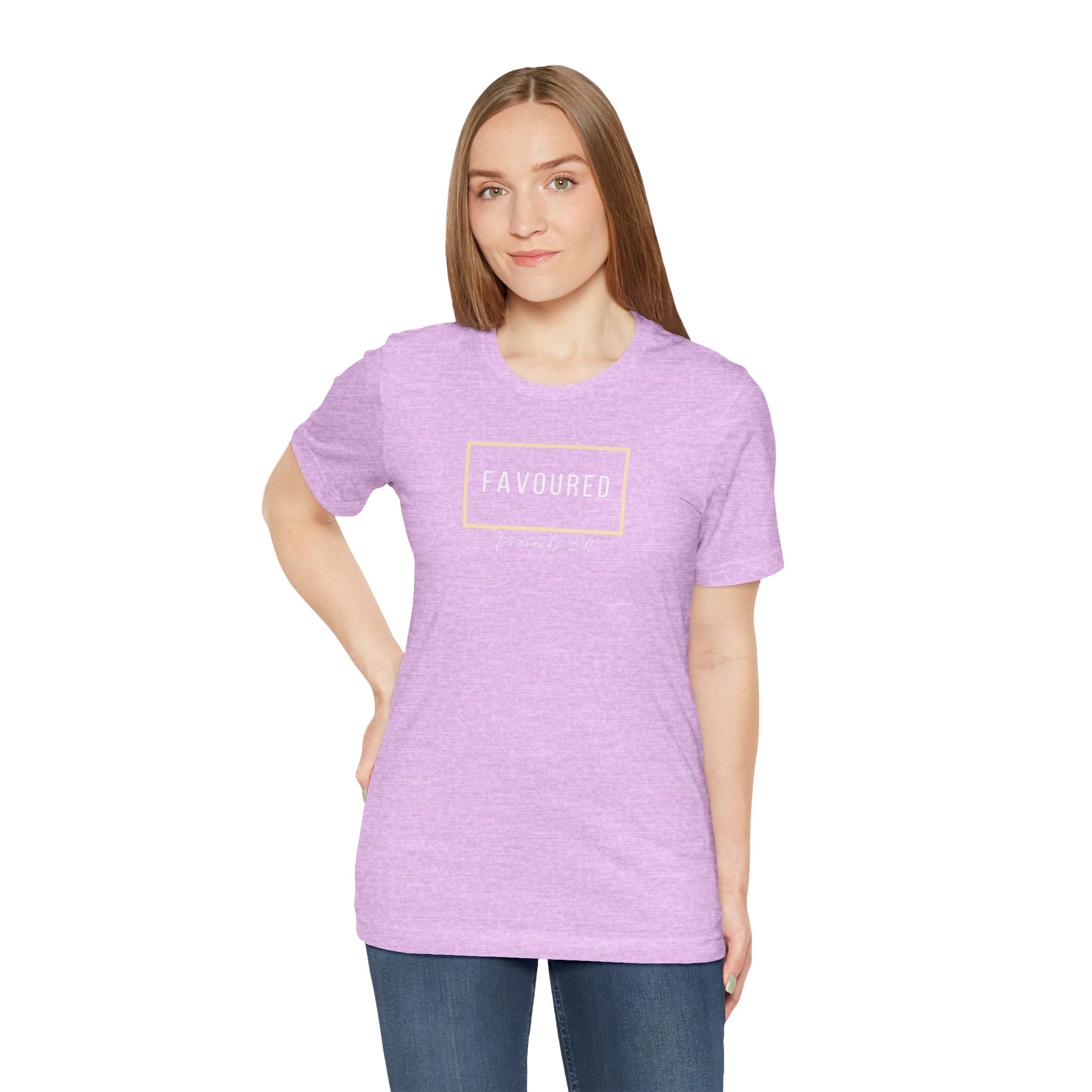 Favoured Christian T-Shirt – Proverbs 3:4 Scripture Tee | Faith-Based Unisex Shirt