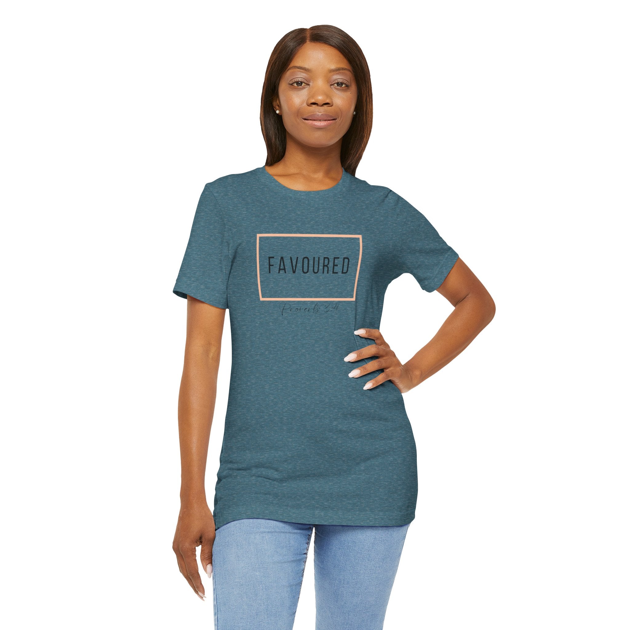 Favoured Christian T-Shirt – Proverbs 3:4 Scripture Tee | Faith-Based Unisex Shirt