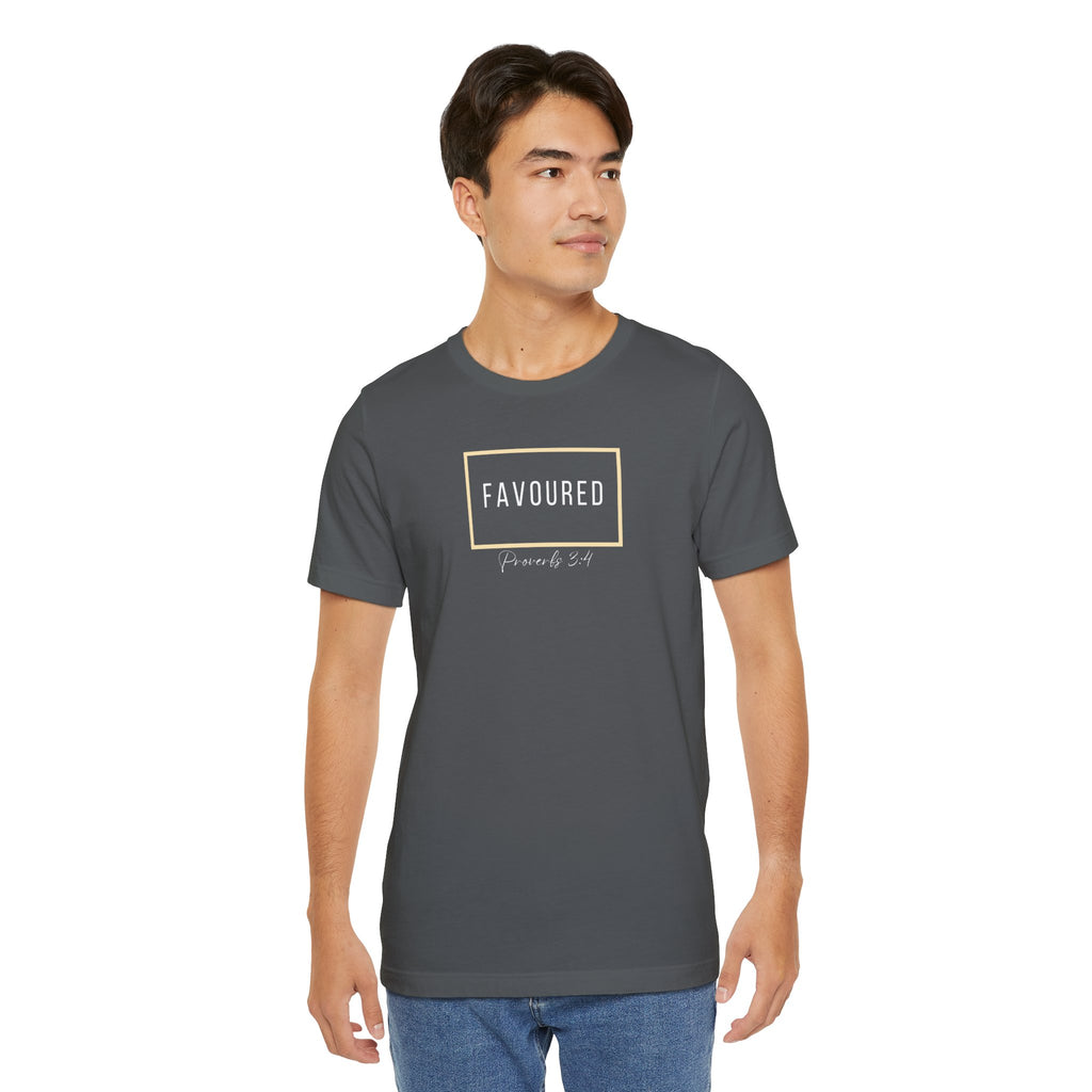 Favoured Christian T-Shirt – Proverbs 3:4 Scripture Tee | Faith-Based Unisex Shirt