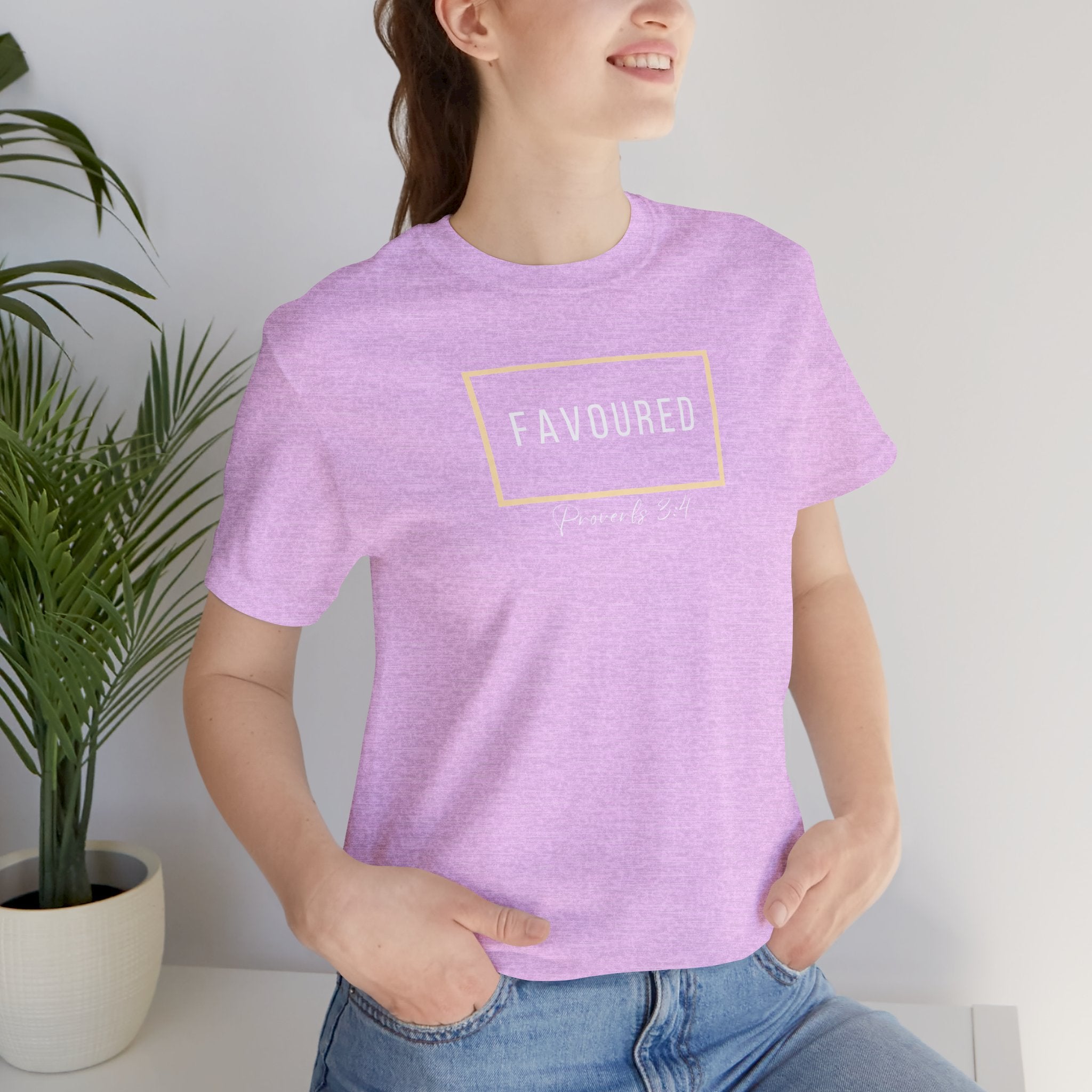 Favoured Christian T-Shirt – Proverbs 3:4 Scripture Tee | Faith-Based Unisex Shirt