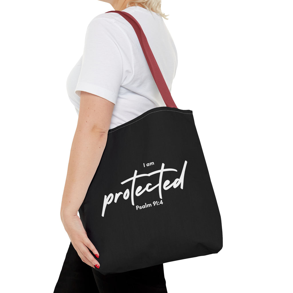 I Am Protected Tote Bag — Psalm 91:4 Christian Scripture Canvas Tote | Faith-Based Carryall