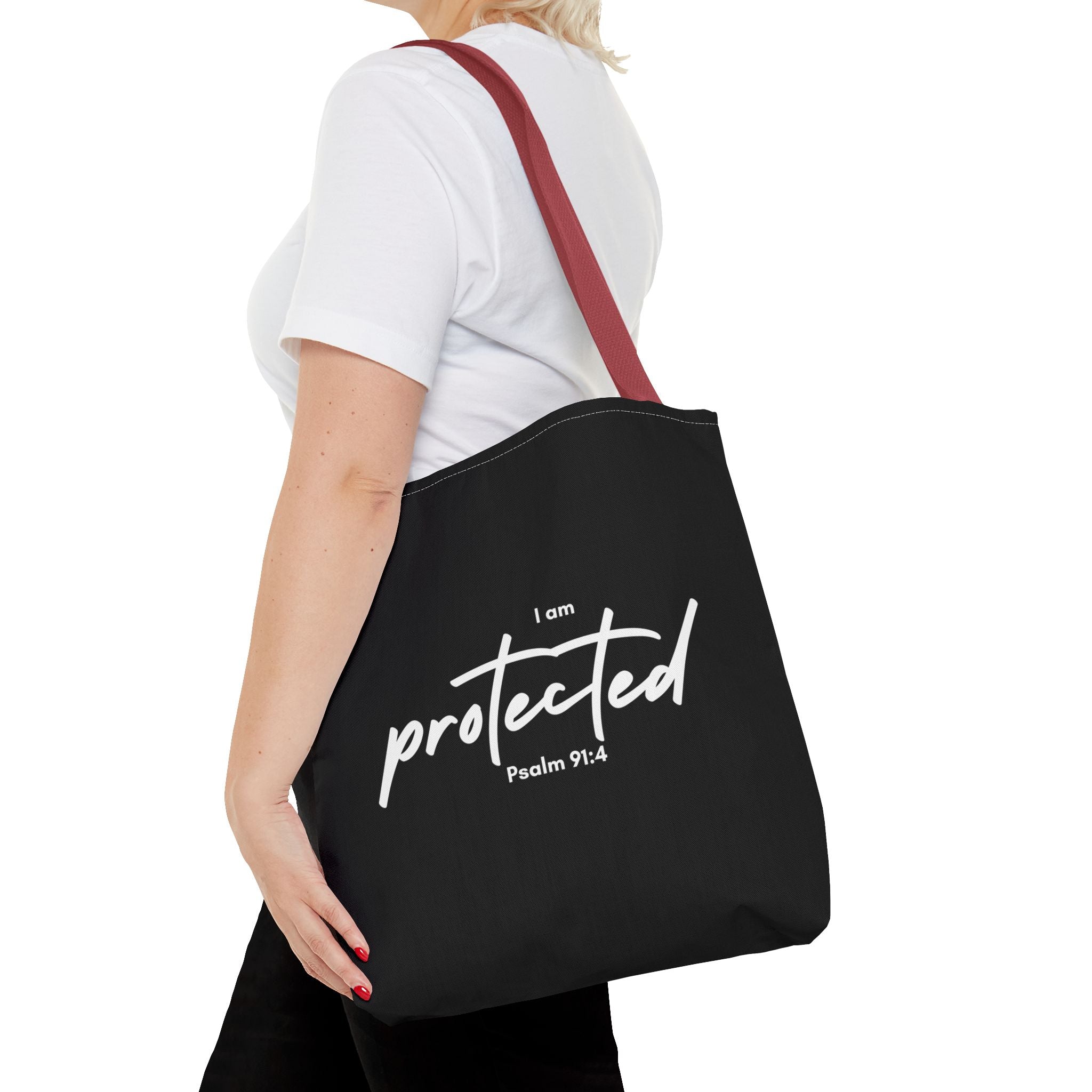 I Am Protected Tote Bag — Psalm 91:4 Christian Scripture Canvas Tote | Faith-Based Carryall