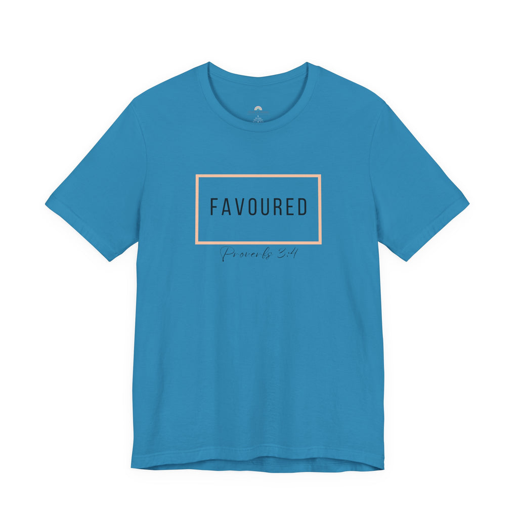 Favoured Christian T-Shirt – Proverbs 3:4 Scripture Tee | Faith-Based Unisex Shirt