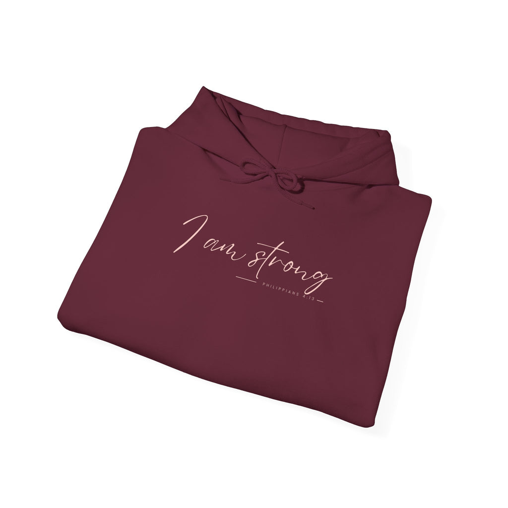 I Am Strong Hoodie – Philippians 4:13 Christian Unisex Faith Sweatshirt