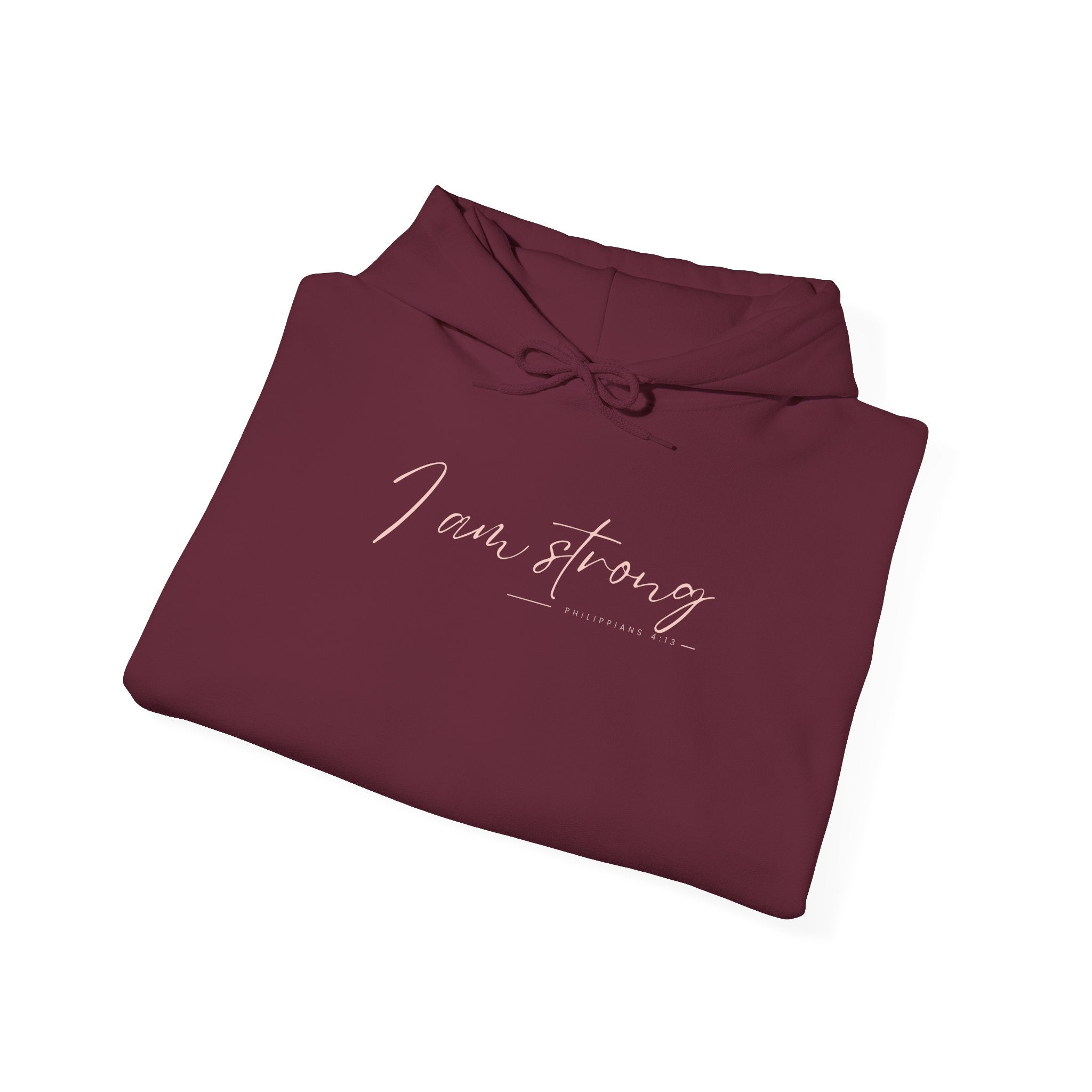 I Am Strong Hoodie – Philippians 4:13 Christian Unisex Faith Sweatshirt