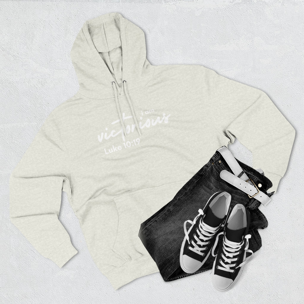 I Am Victorious Hoodie — Luke 10:19 Christian Scripture Fleece Pullover