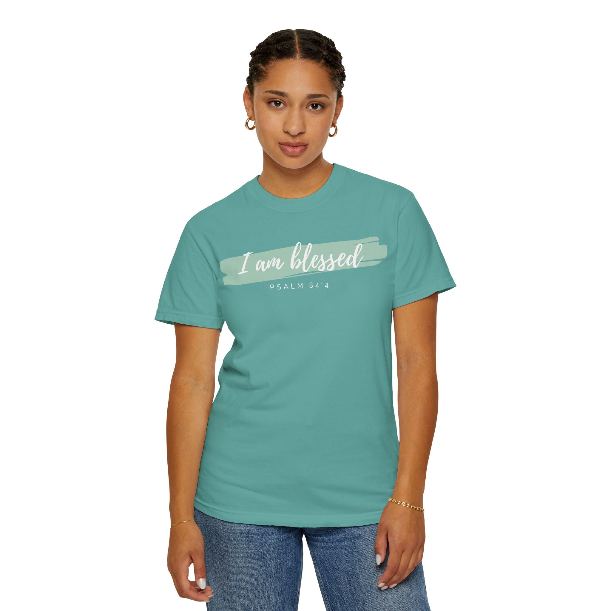 I Am Blessed Christian T-Shirt — Psalm 84:4 Scripture Tee | Garment-Dyed Faith Shirt