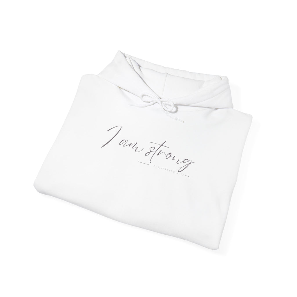 I Am Strong Hoodie – Philippians 4:13 Christian Unisex Faith Sweatshirt