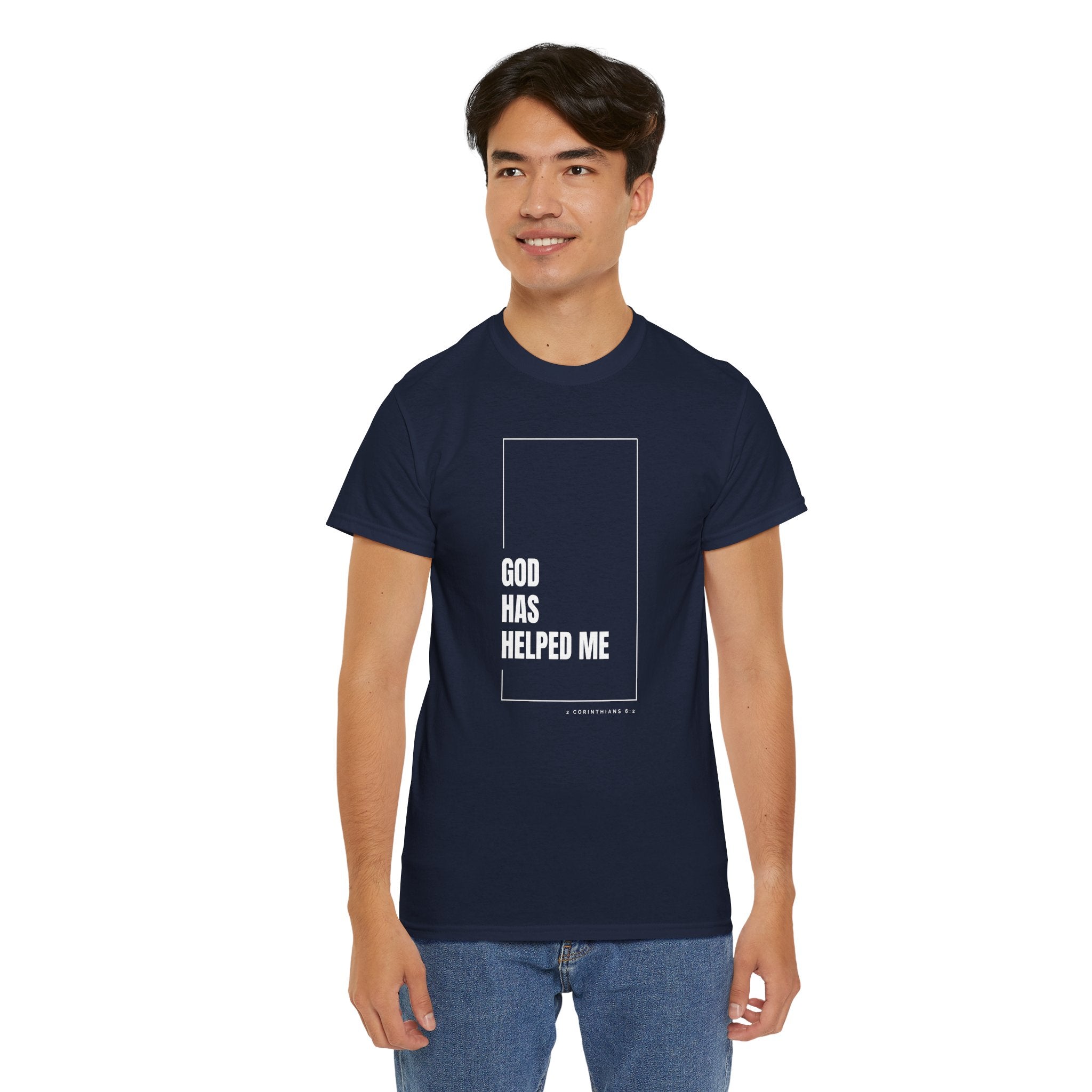God Has Helped Me Christian T-Shirt – 2 Corinthians 6:2 Faith Tee | Unisex Heavy Cotton Shirt