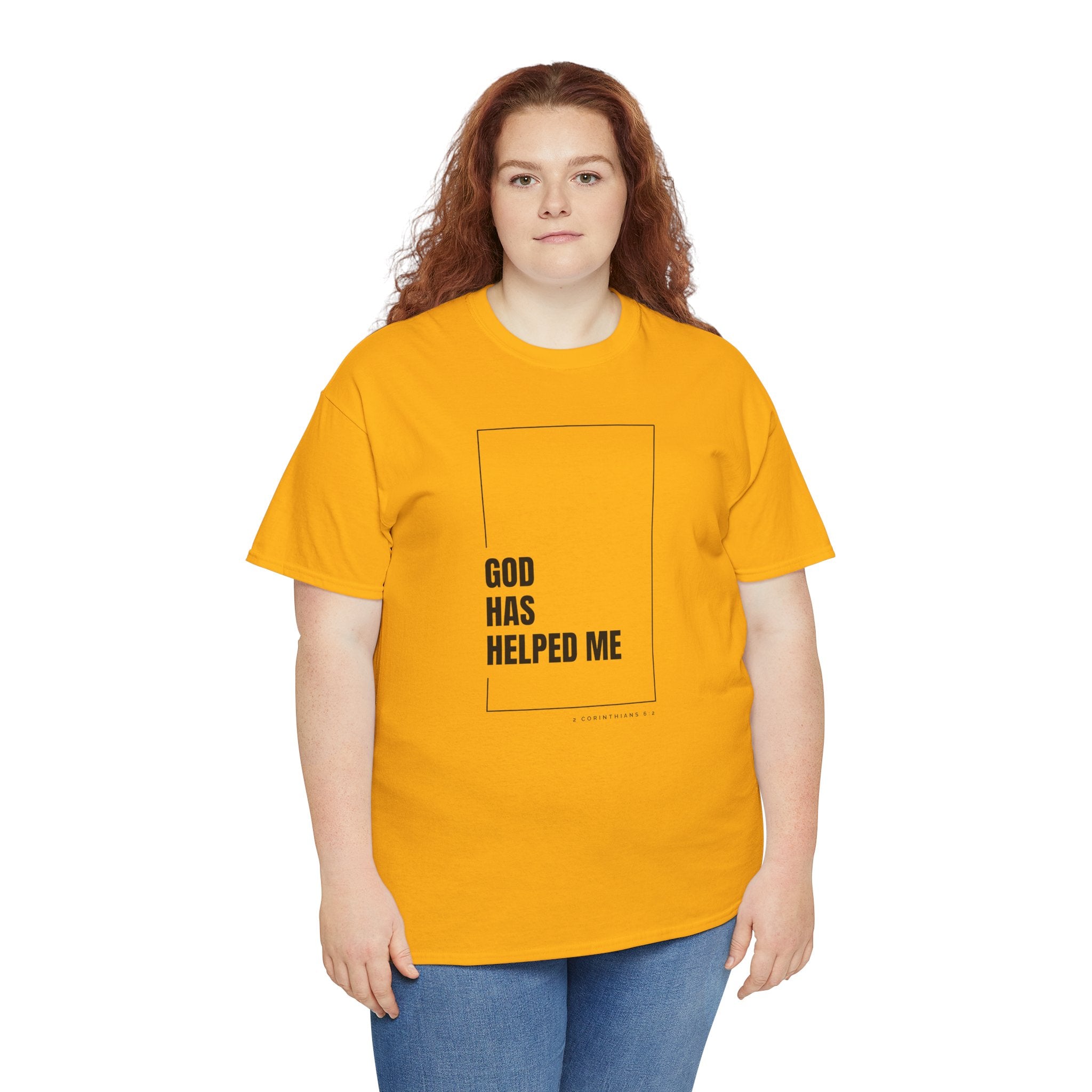 God Has Helped Me Christian T-Shirt – 2 Corinthians 6:2 Faith Tee | Unisex Heavy Cotton Shirt