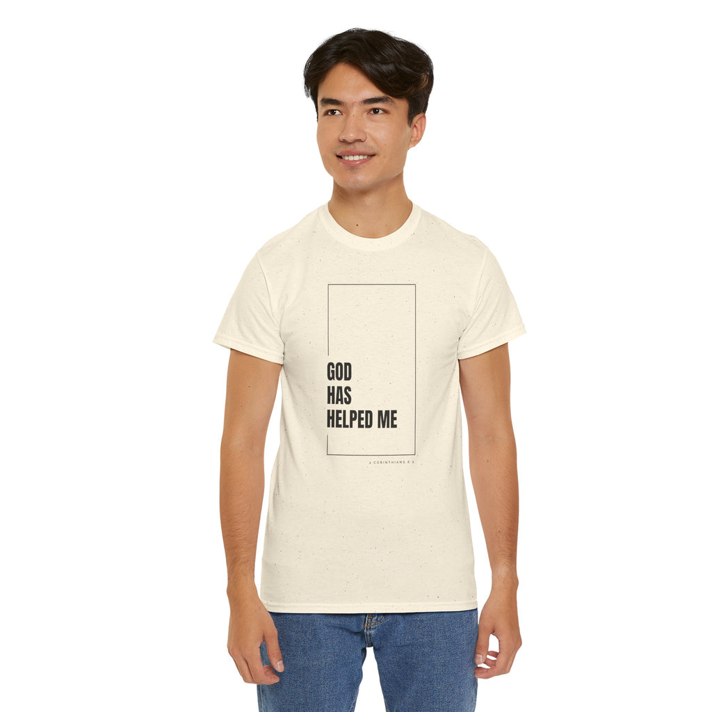God Has Helped Me Christian T-Shirt – 2 Corinthians 6:2 Faith Tee | Unisex Heavy Cotton Shirt