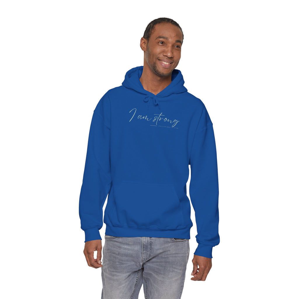 I Am Strong Hoodie – Philippians 4:13 Christian Unisex Faith Sweatshirt