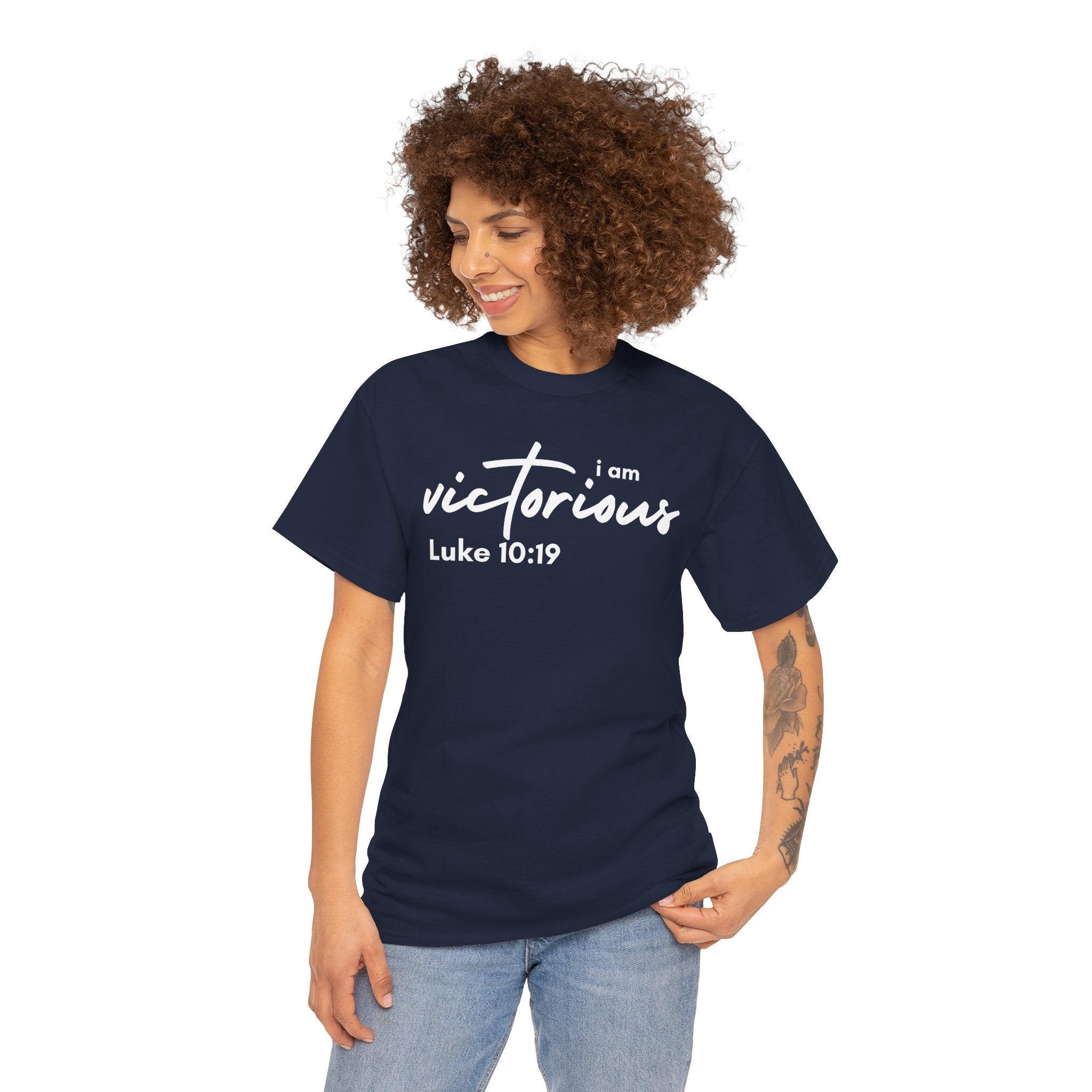 I Am Victorious Christian T-Shirt – Luke 10:19 Scripture Tee | Faith-Based Apparel