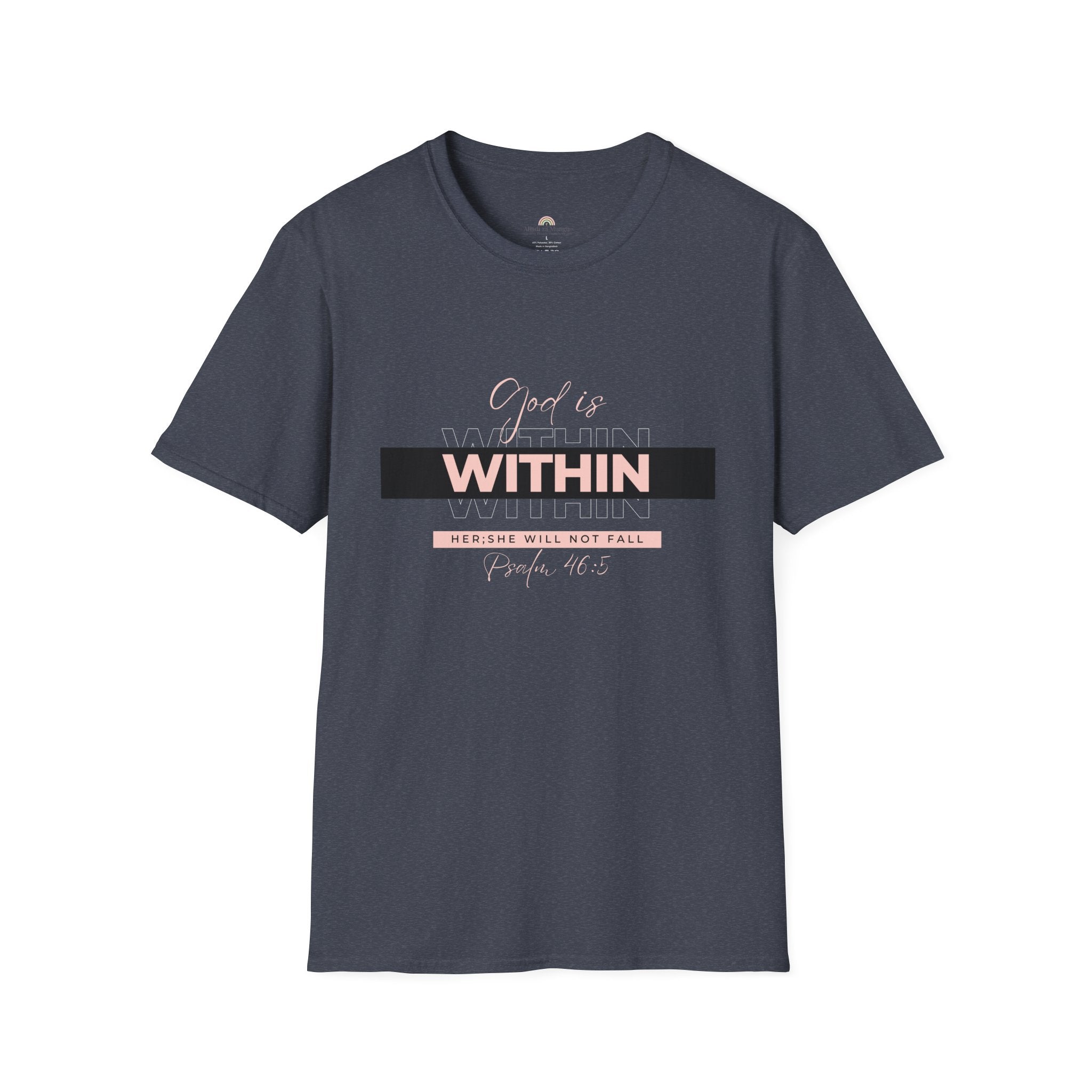 Christian T-Shirt – God Is Within Her (Psalm 46:5) – Inspirational Bible Verse Tee, Faith Apparel for Women