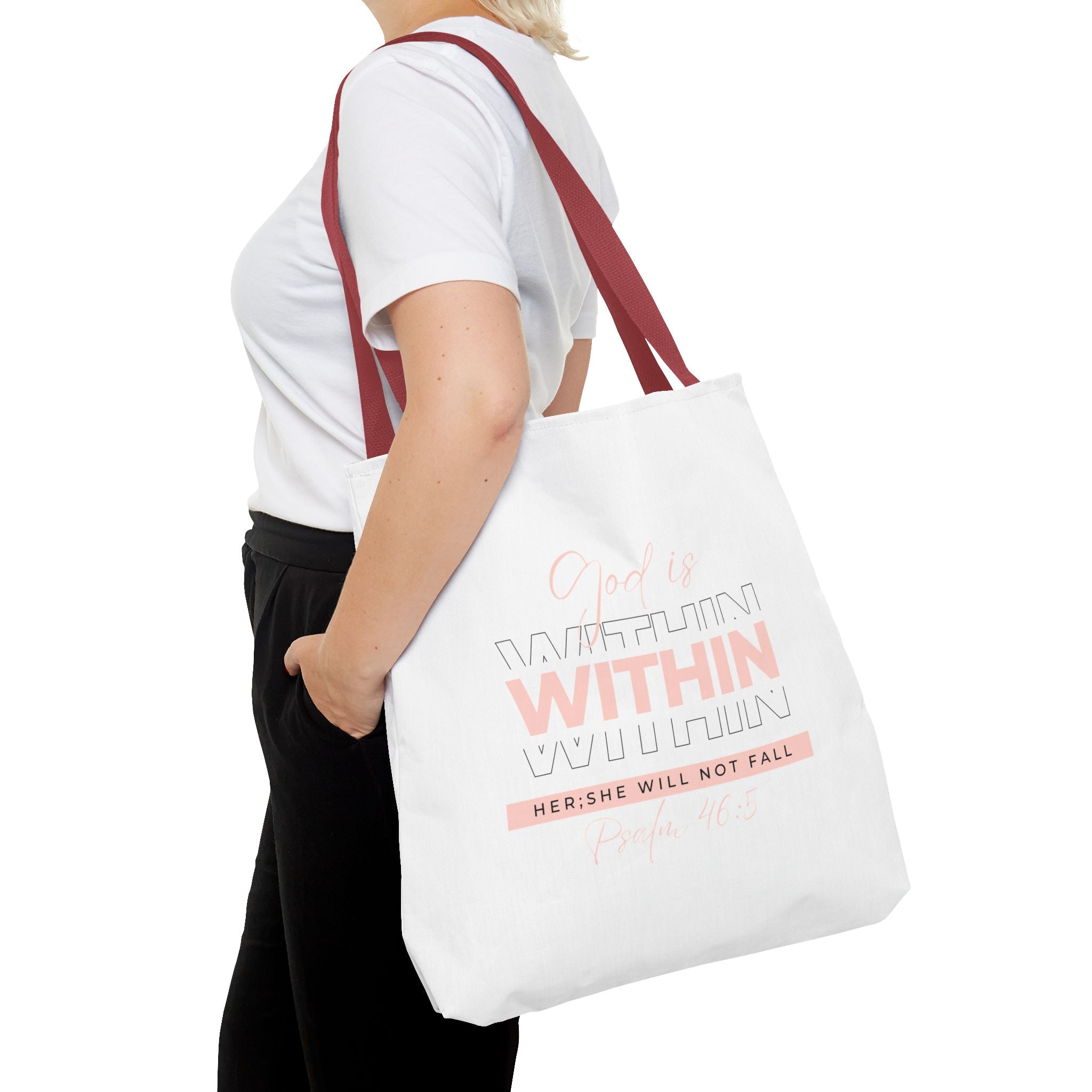 God Is Within Her Tote Bag – Psalm 46:5 Christian Scripture Tote for Women