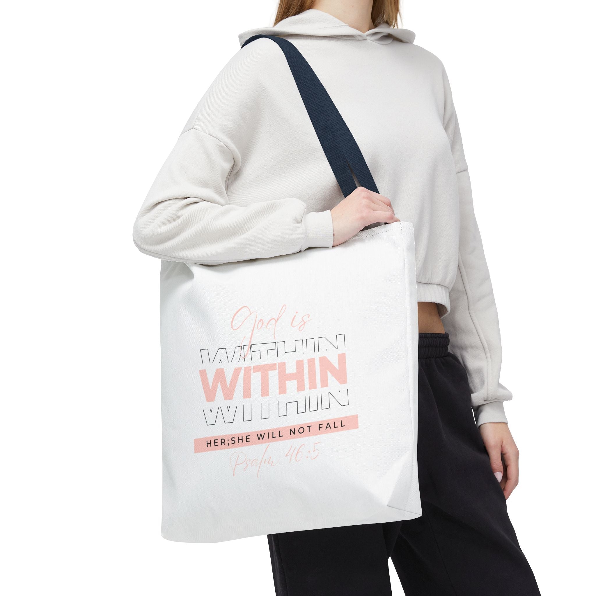 God Is Within Her Tote Bag – Psalm 46:5 Christian Scripture Tote for Women