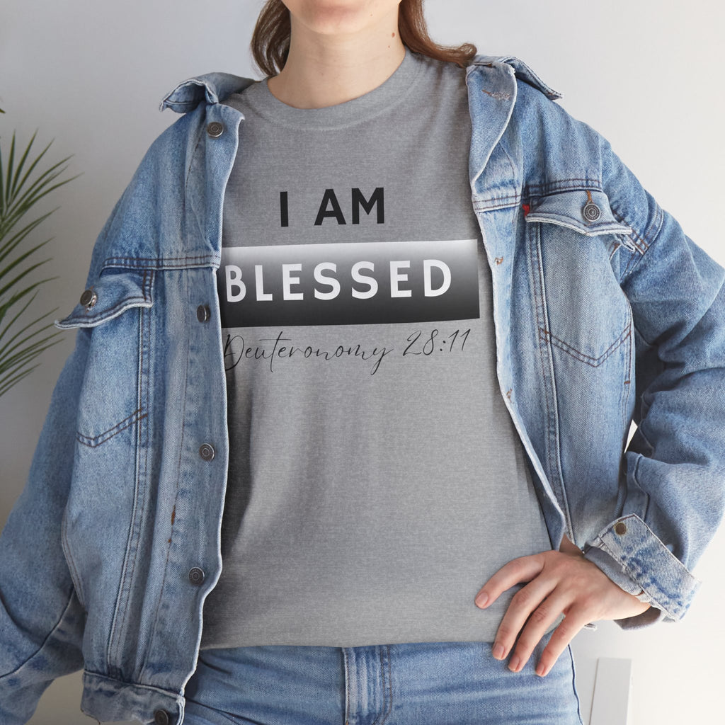 I Am Blessed Christian T-Shirt — Deuteronomy 28:11 Scripture Faith Tee