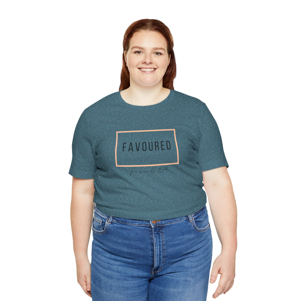 Favoured Christian T-Shirt – Proverbs 3:4 Scripture Tee | Faith-Based Unisex Shirt