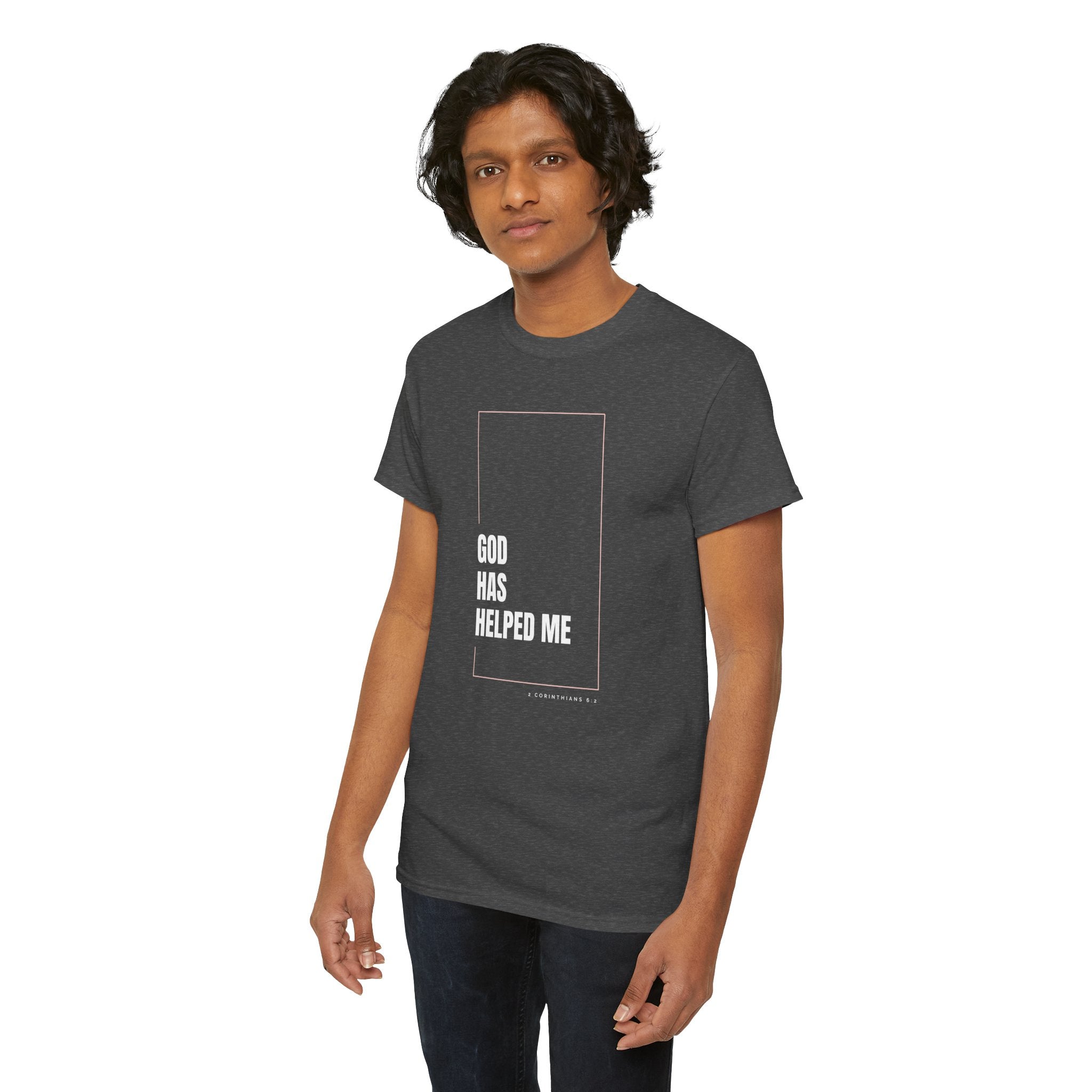 God Has Helped Me Christian T-Shirt – 2 Corinthians 6:2 Faith Tee | Unisex Heavy Cotton Shirt