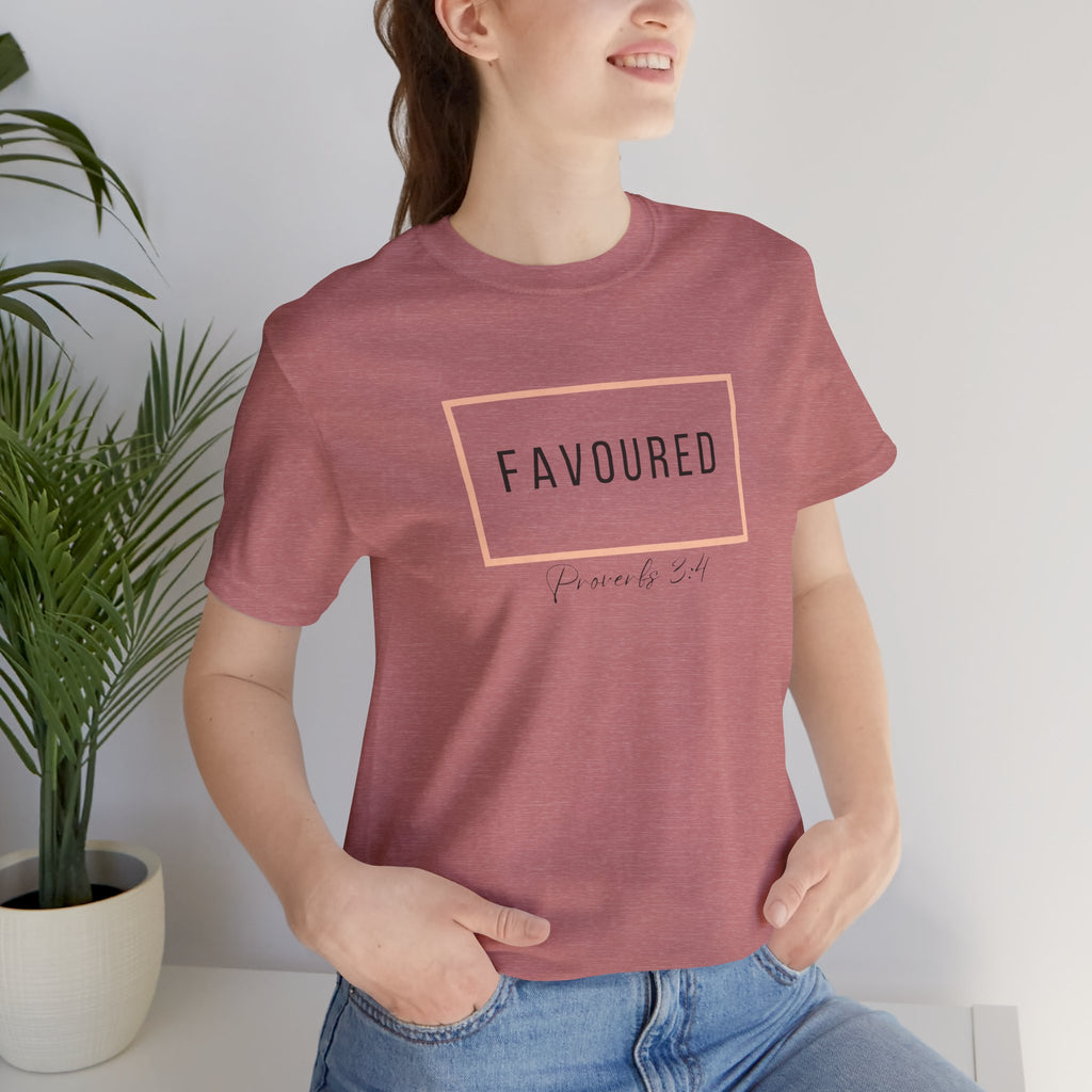 Favoured Christian T-Shirt – Proverbs 3:4 Scripture Tee | Faith-Based Unisex Shirt