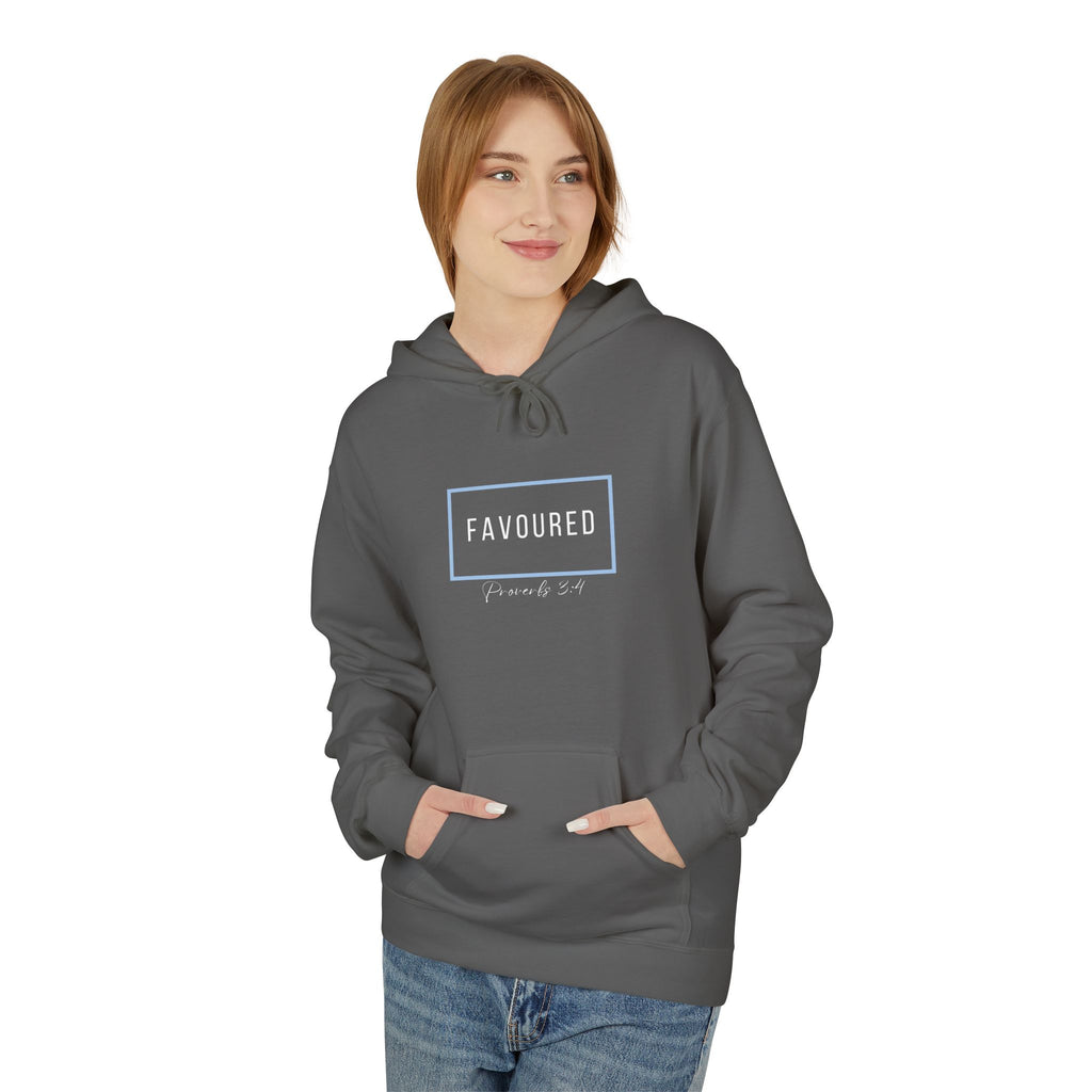 Favoured Christian Hoodie – Proverbs 3:4 Minimalist Script Hoodie | Faith-Based Unisex Pullover