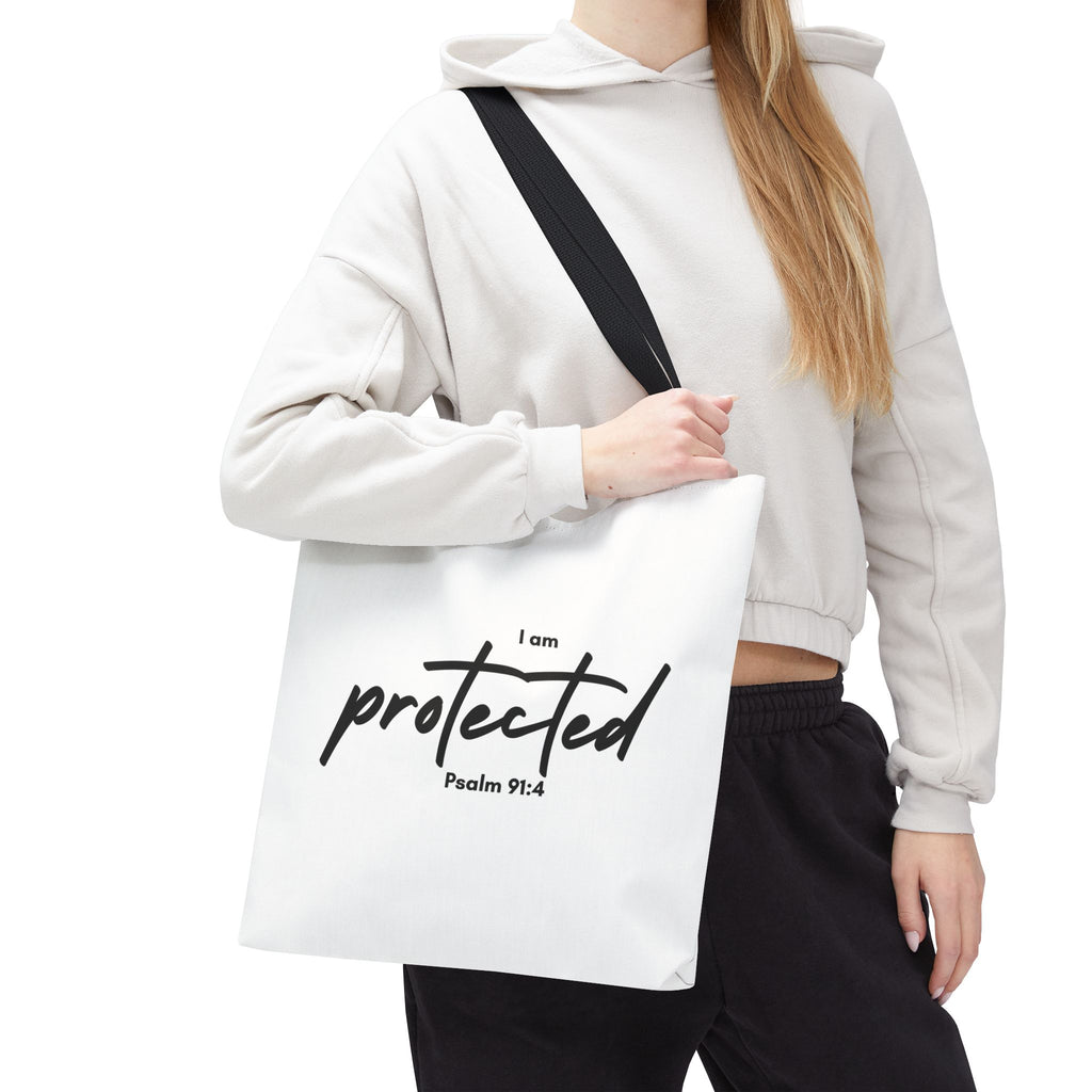 I Am Protected Tote Bag — Psalm 91:4 Christian Scripture Canvas Tote | Faith-Based Carryall