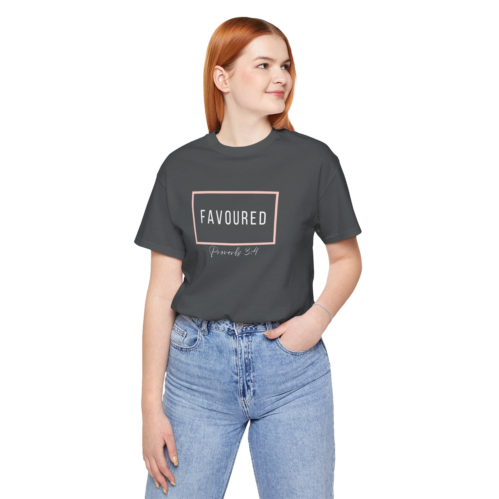 Favoured Christian T-Shirt – Proverbs 3:4 Scripture Tee | Faith-Based Unisex Shirt