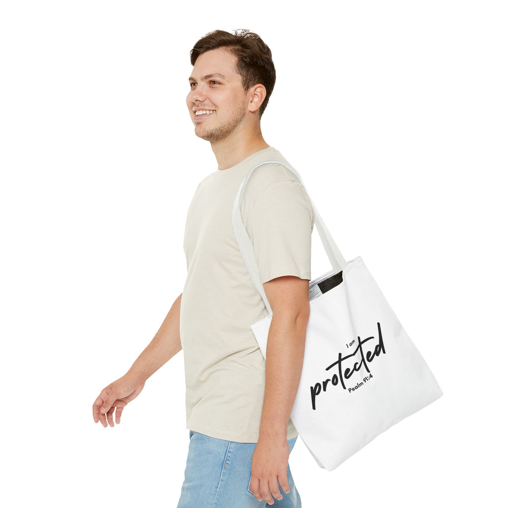 I Am Protected Tote Bag — Psalm 91:4 Christian Scripture Canvas Tote | Faith-Based Carryall