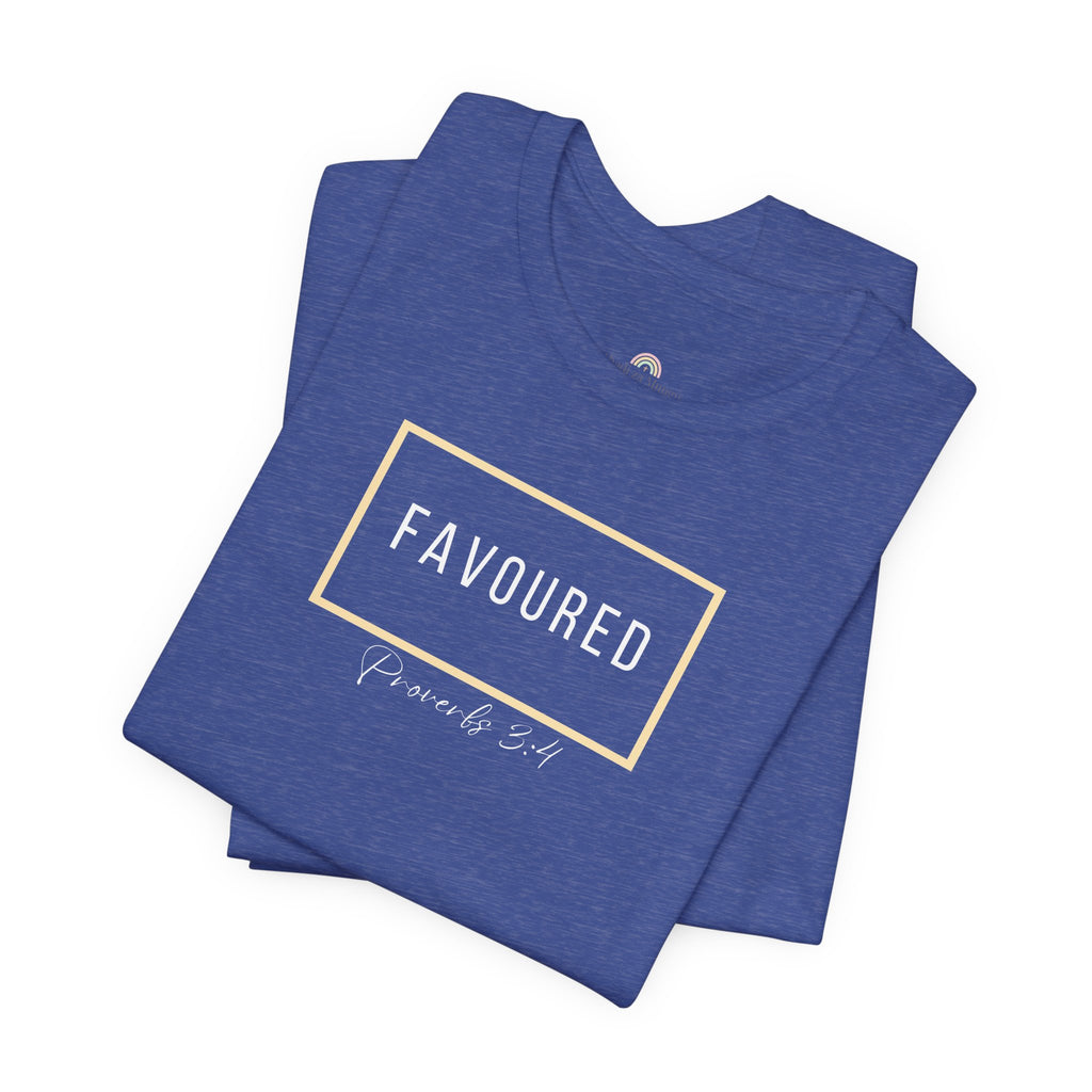 Favoured Christian T-Shirt – Proverbs 3:4 Scripture Tee | Faith-Based Unisex Shirt