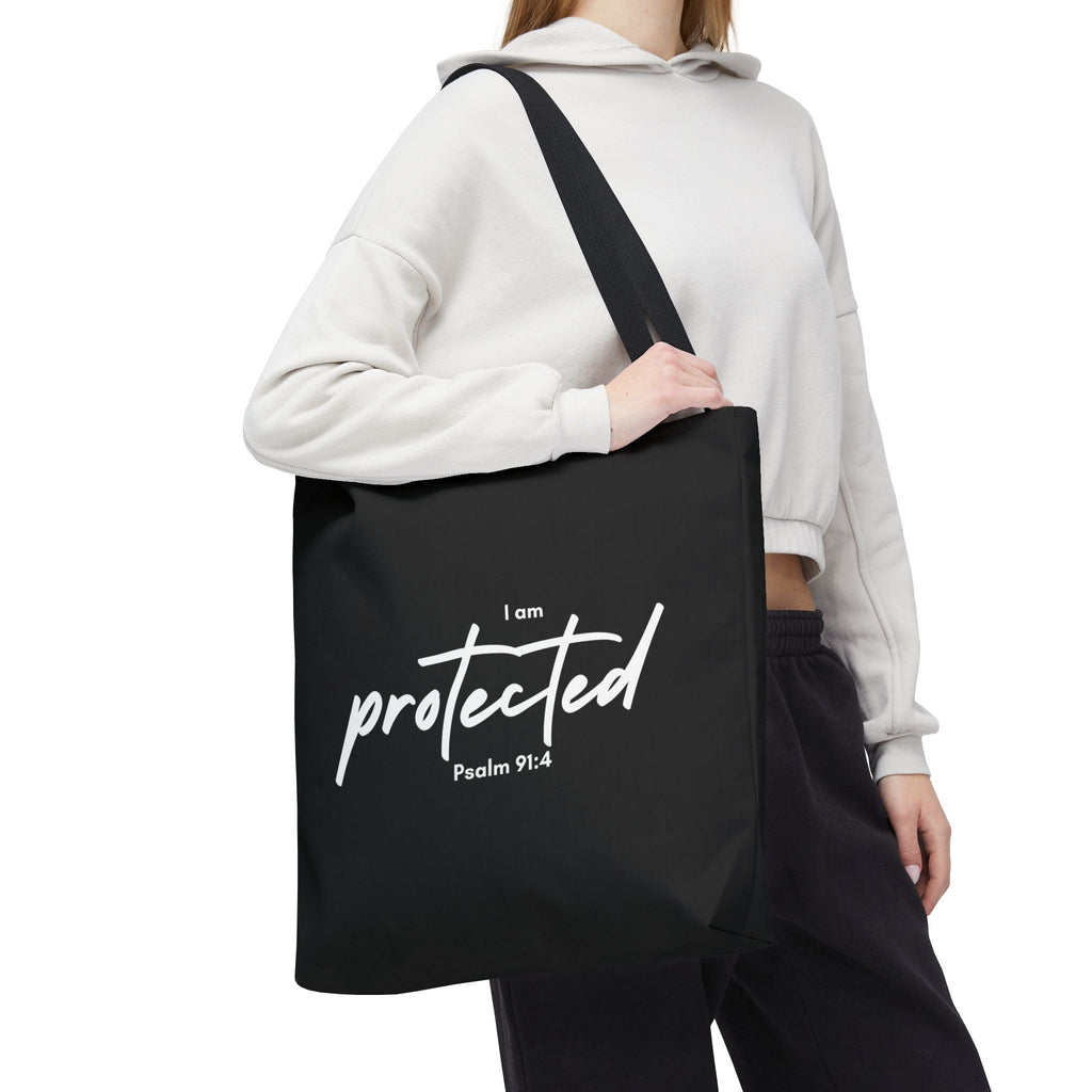 I Am Protected Tote Bag — Psalm 91:4 Christian Scripture Canvas Tote | Faith-Based Carryall