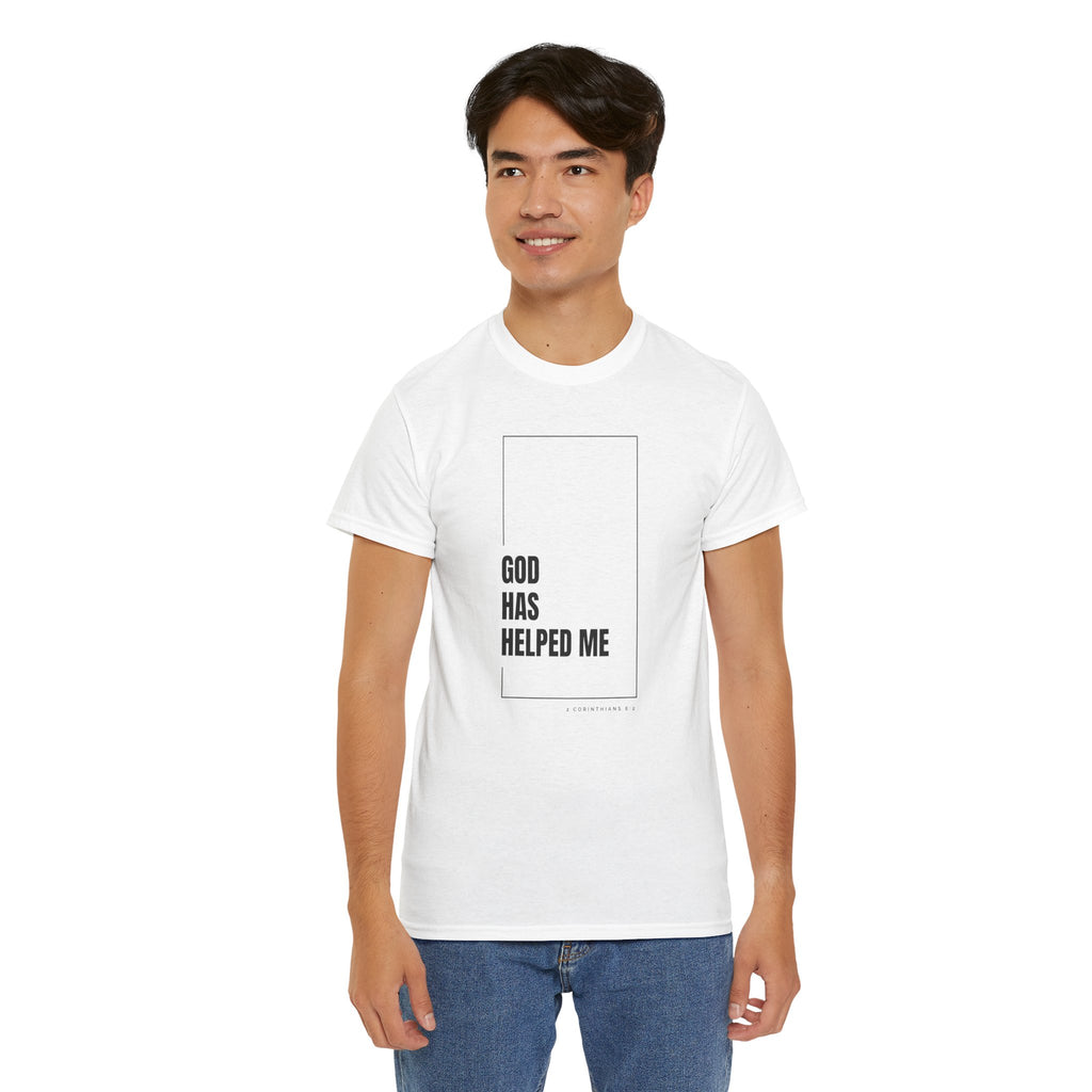 God Has Helped Me Christian T-Shirt – 2 Corinthians 6:2 Faith Tee | Unisex Heavy Cotton Shirt
