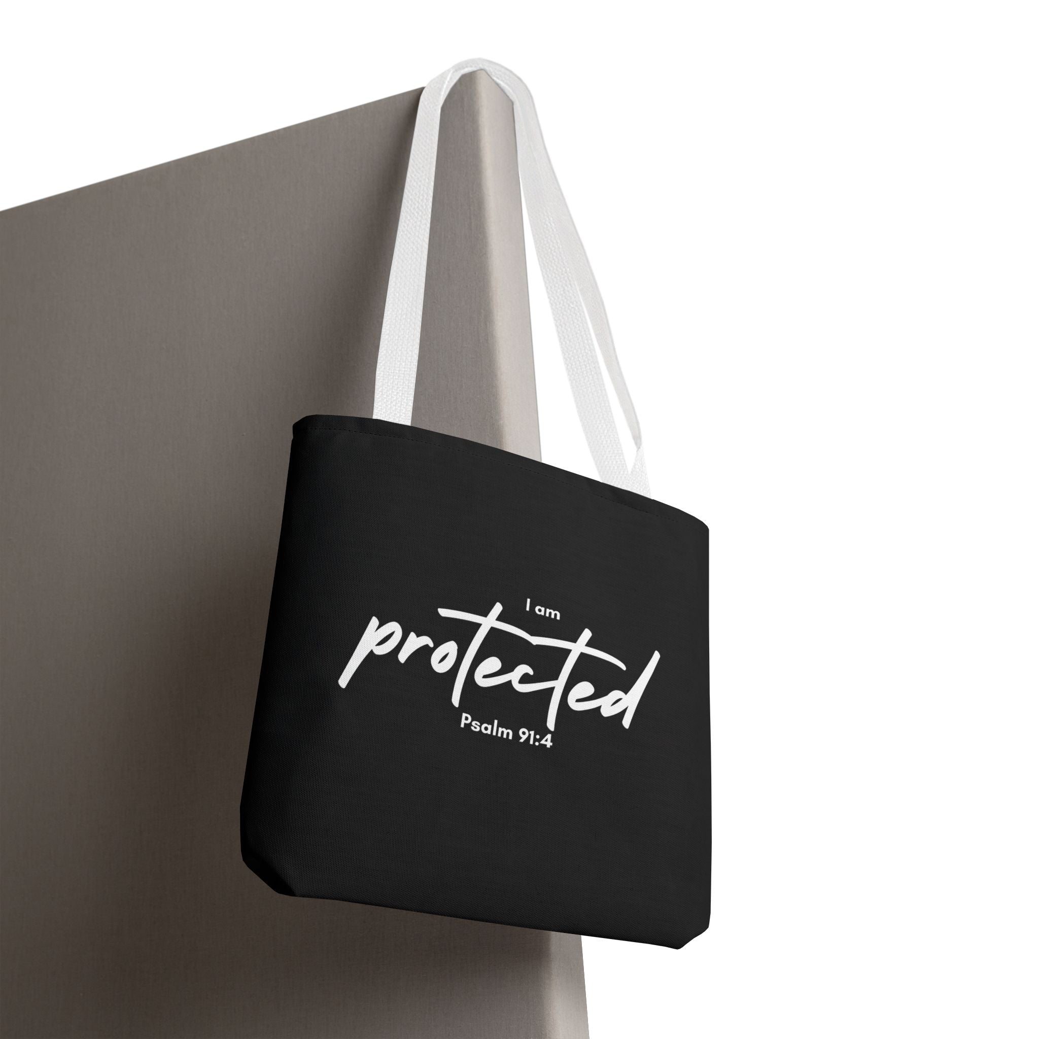 I Am Protected Tote Bag — Psalm 91:4 Christian Scripture Canvas Tote | Faith-Based Carryall