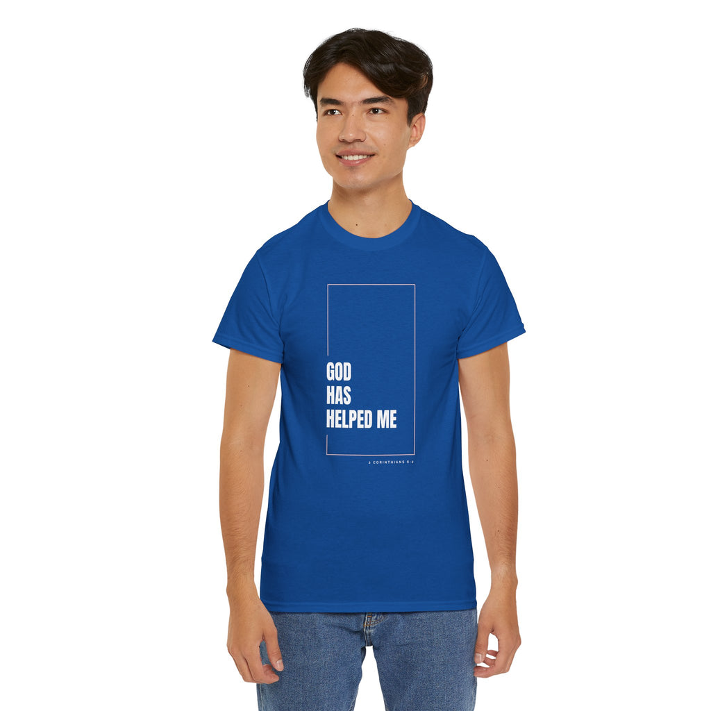 God Has Helped Me Christian T-Shirt – 2 Corinthians 6:2 Faith Tee | Unisex Heavy Cotton Shirt