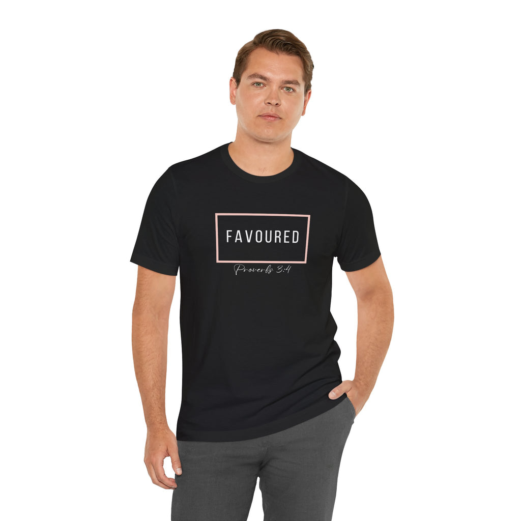 Favoured Christian T-Shirt – Proverbs 3:4 Scripture Tee | Faith-Based Unisex Shirt