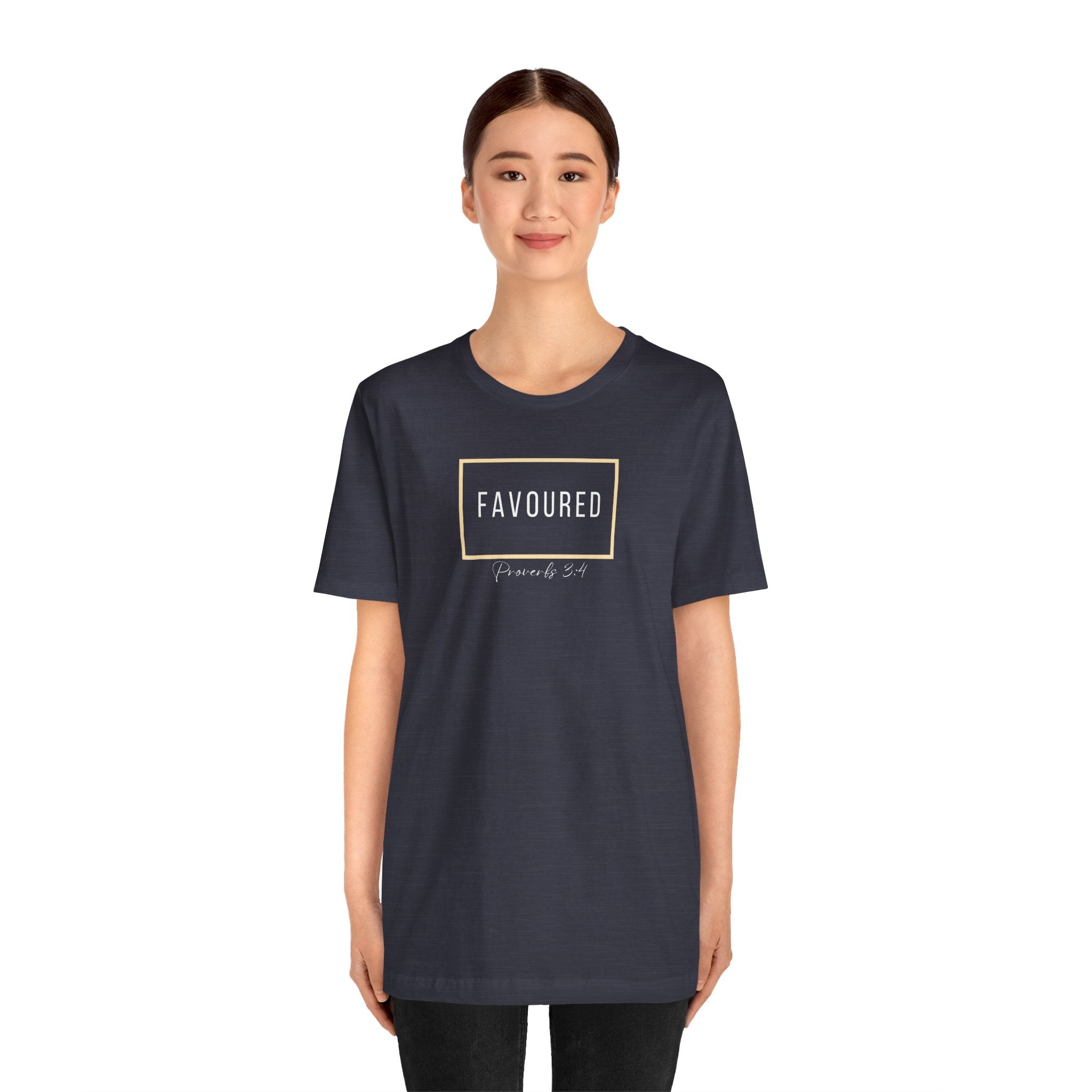 Favoured Christian T-Shirt – Proverbs 3:4 Scripture Tee | Faith-Based Unisex Shirt