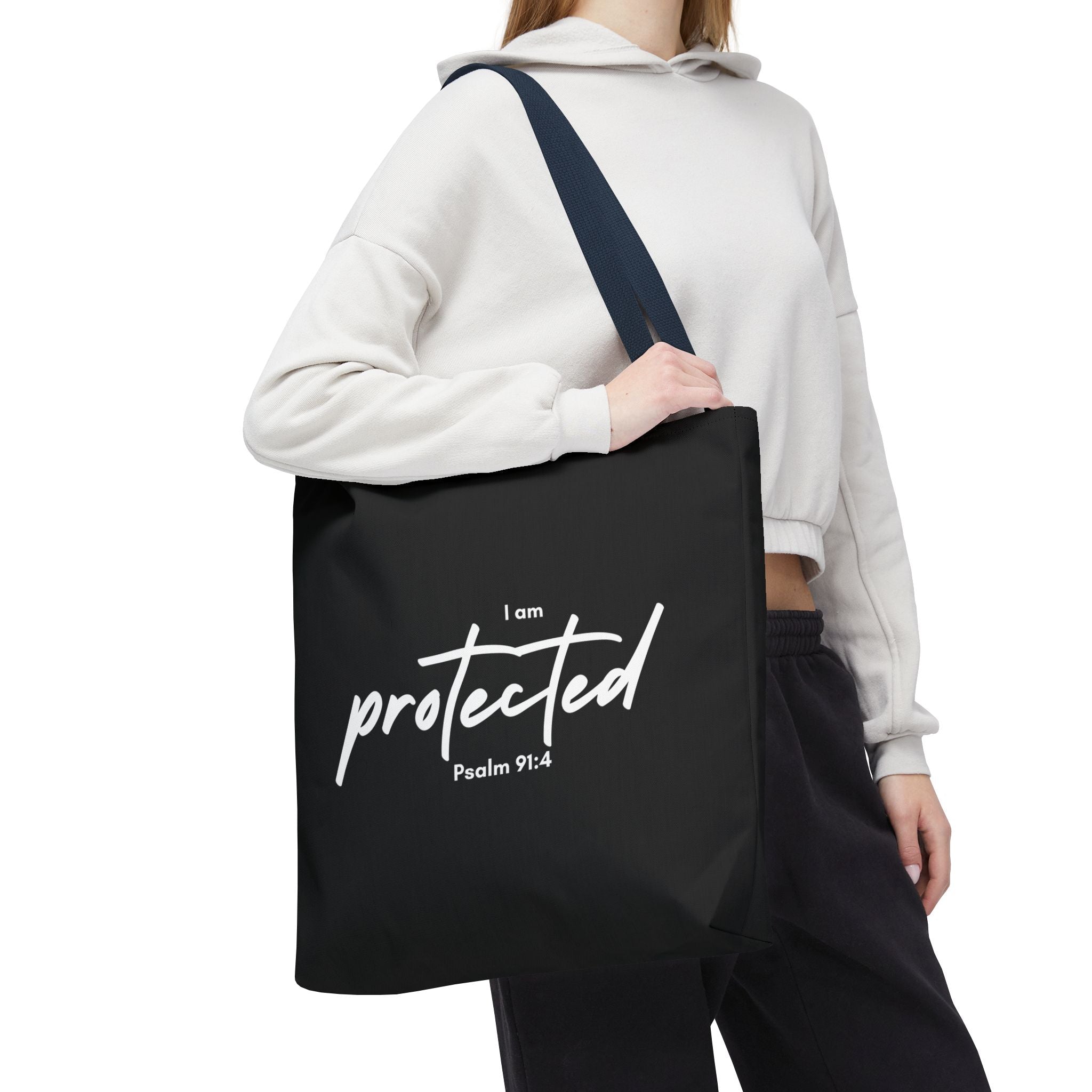 I Am Protected Tote Bag — Psalm 91:4 Christian Scripture Canvas Tote | Faith-Based Carryall