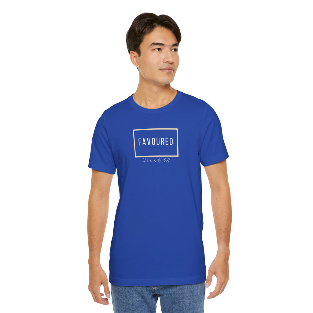 Favoured Christian T-Shirt – Proverbs 3:4 Scripture Tee | Faith-Based Unisex Shirt