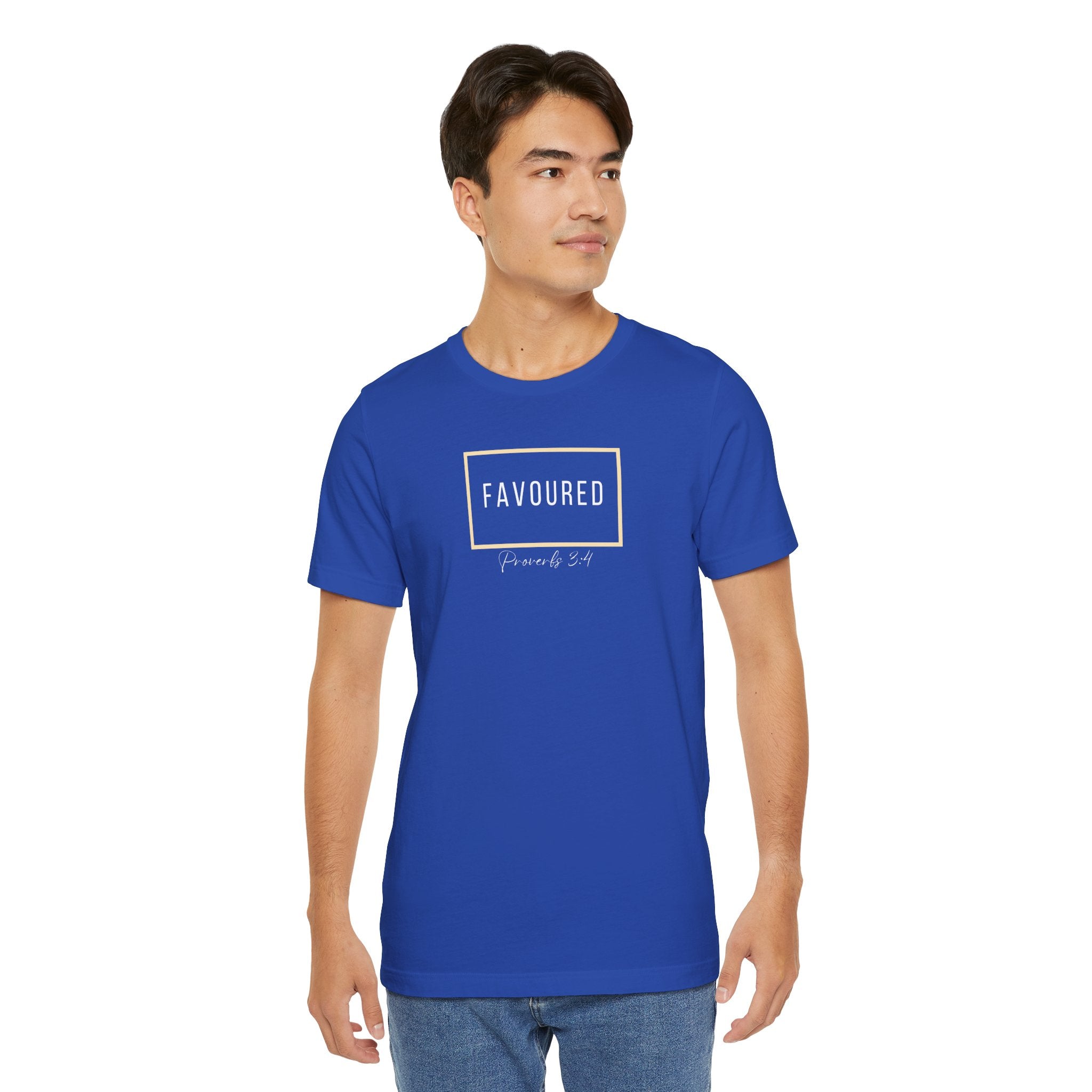 Favoured Christian T-Shirt – Proverbs 3:4 Scripture Tee | Faith-Based Unisex Shirt