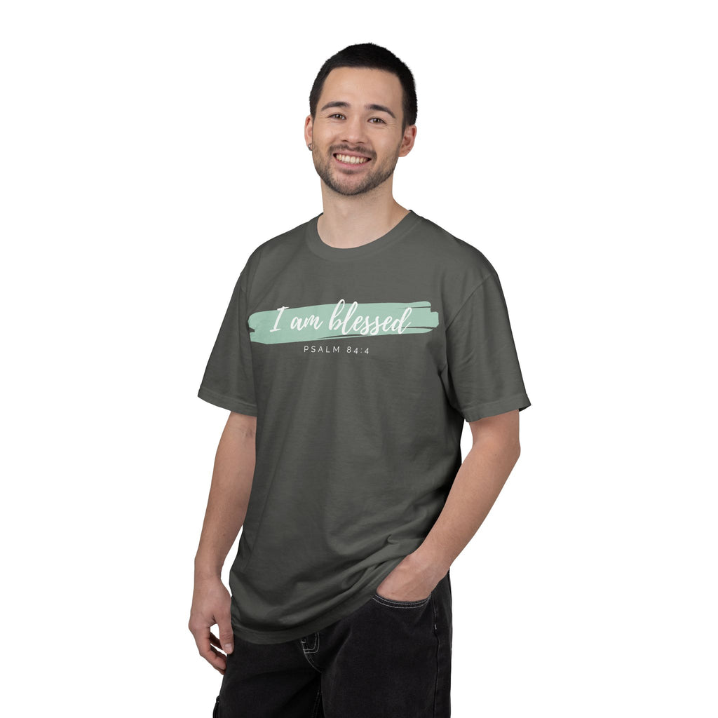 I Am Blessed Christian T-Shirt — Psalm 84:4 Scripture Tee | Garment-Dyed Faith Shirt